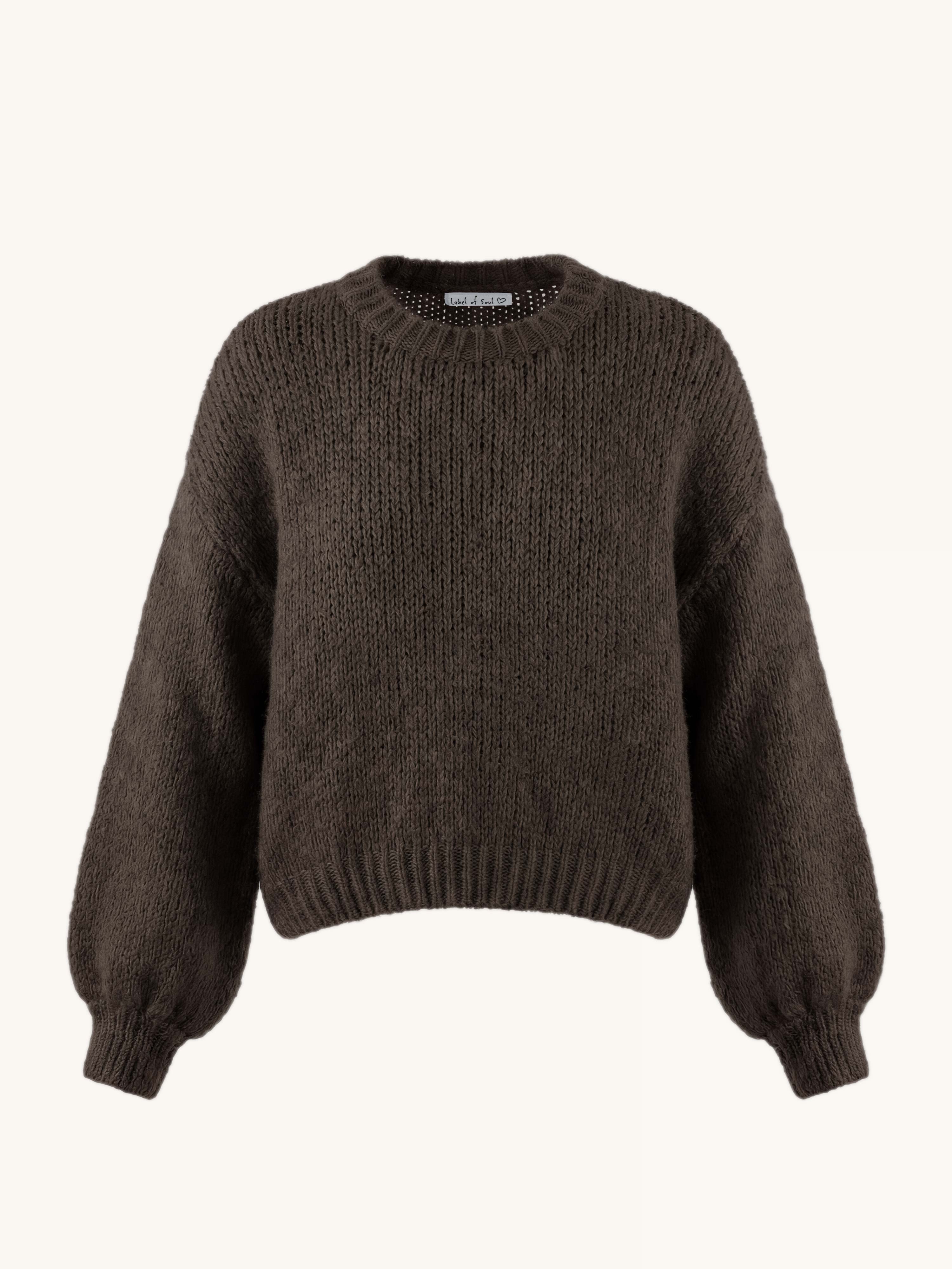 Strickpullover mit Rundhalsausschnitt - FLAUSCHI - Schoko