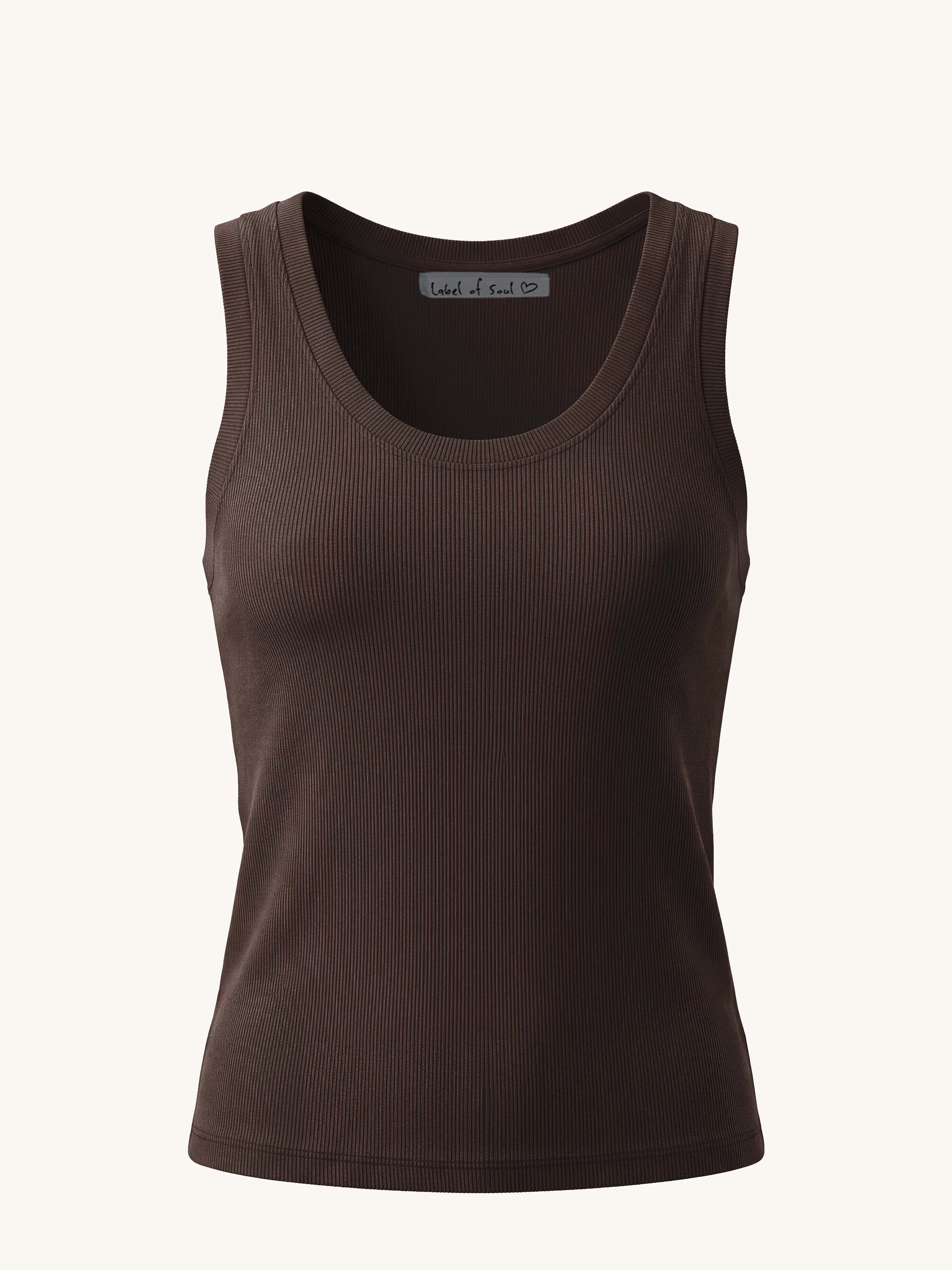 Basic Top mit weitem Ausschnitt - CURVY - Schoko