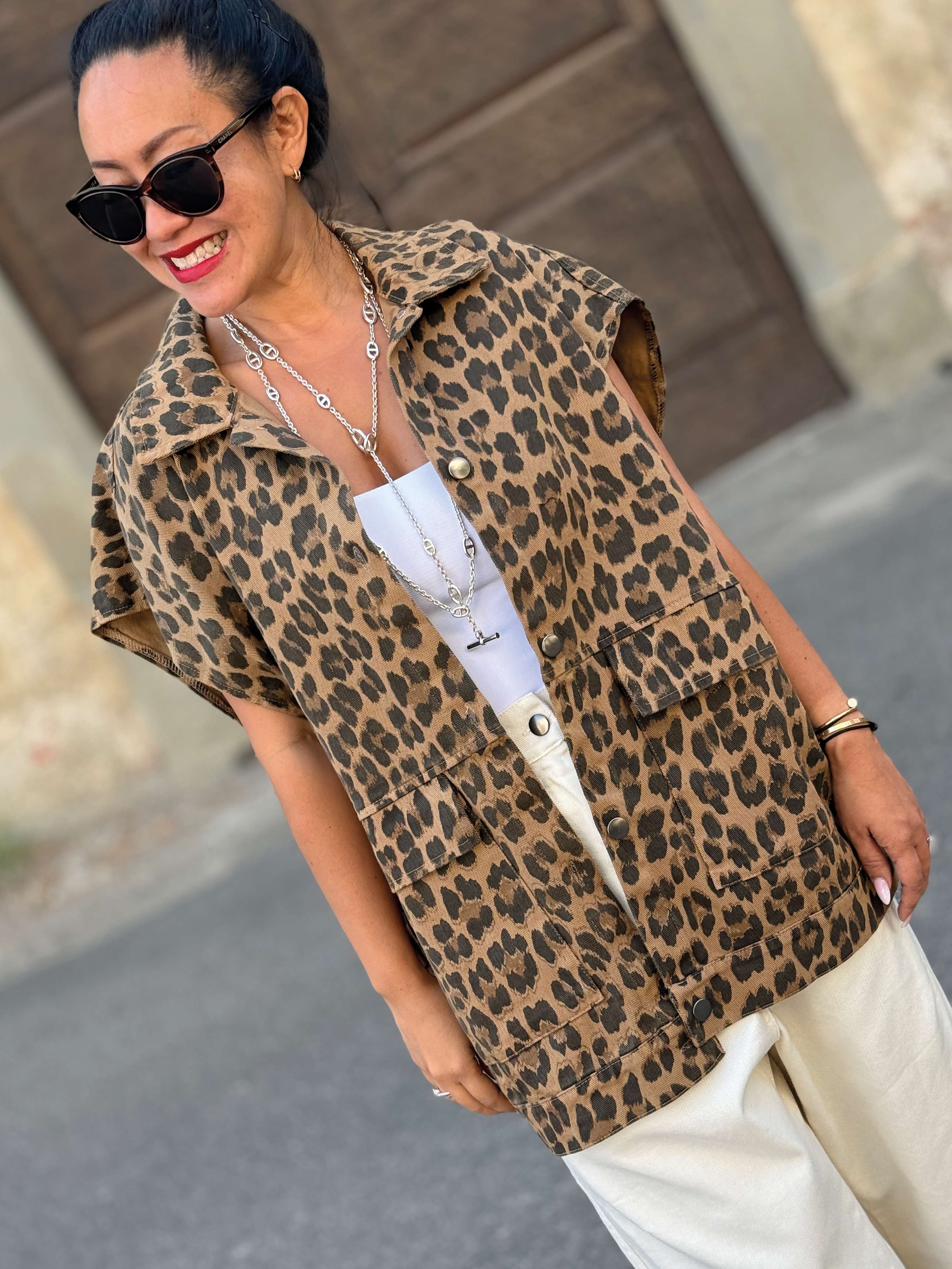 Denim Kurzarm Weste - Leo Camello Denim Kurzarm Weste - Leo Camello