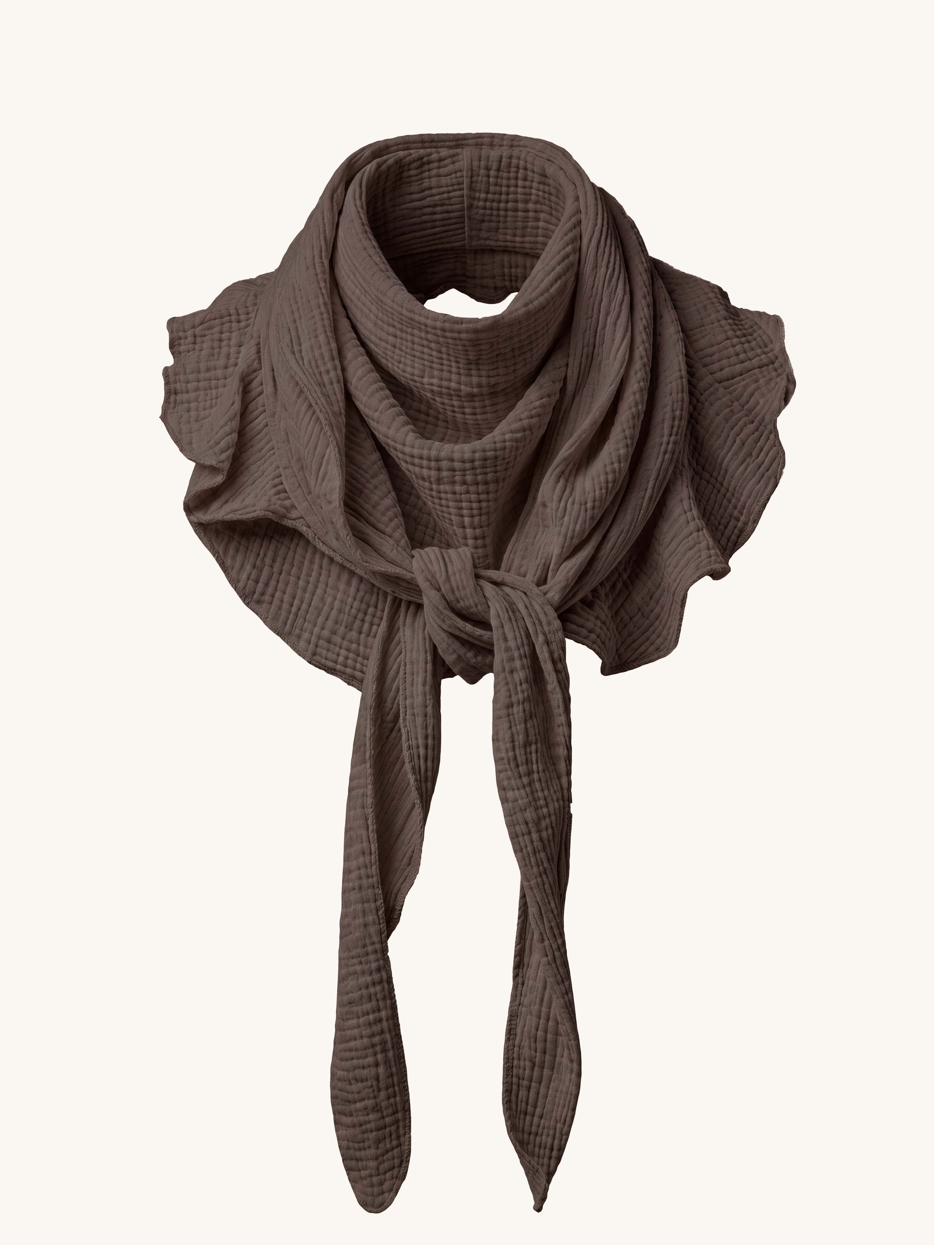 Musselin Volants Schal Top - Schoko