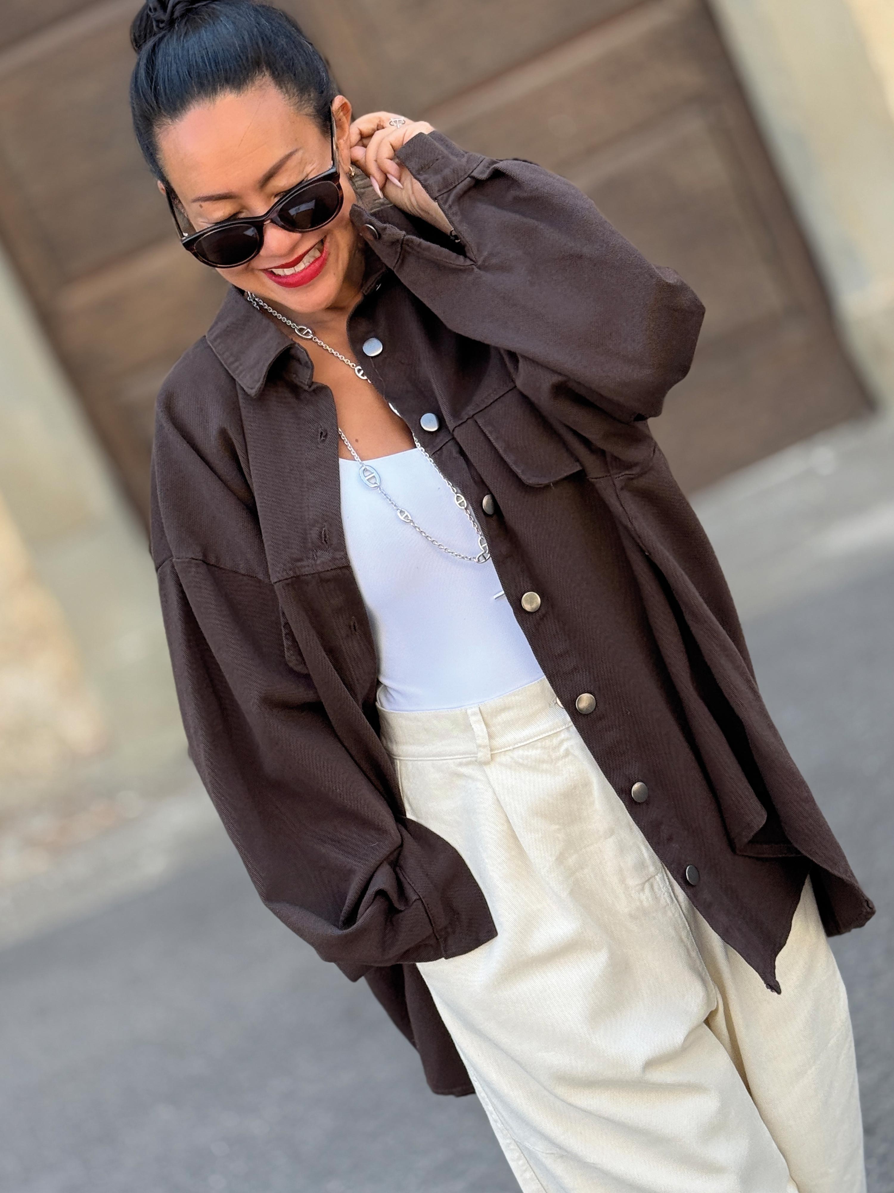Denim Overshirt Jacke - Schoko