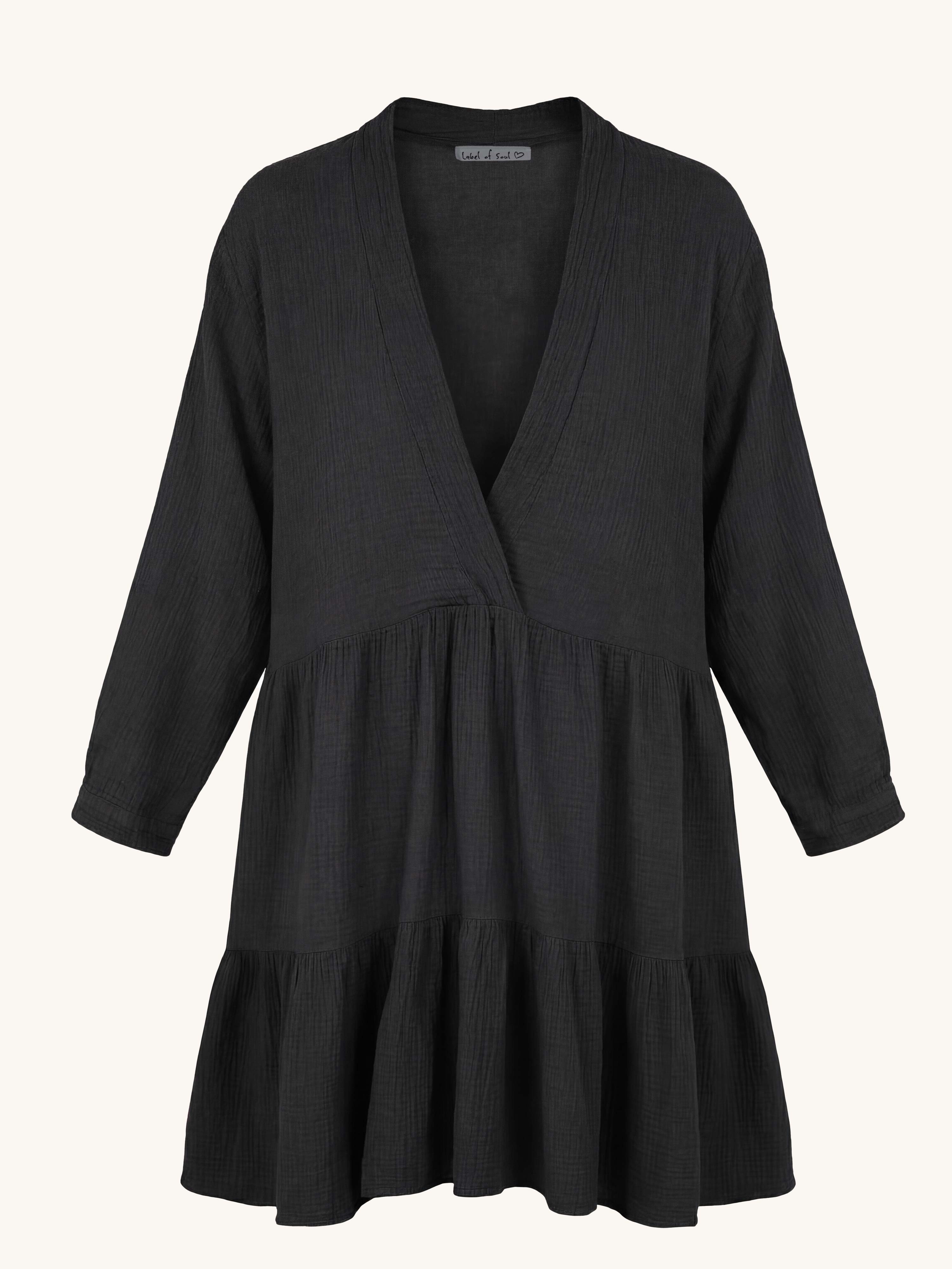 Musselin Tunikakleid - ISABEL - Schwarz