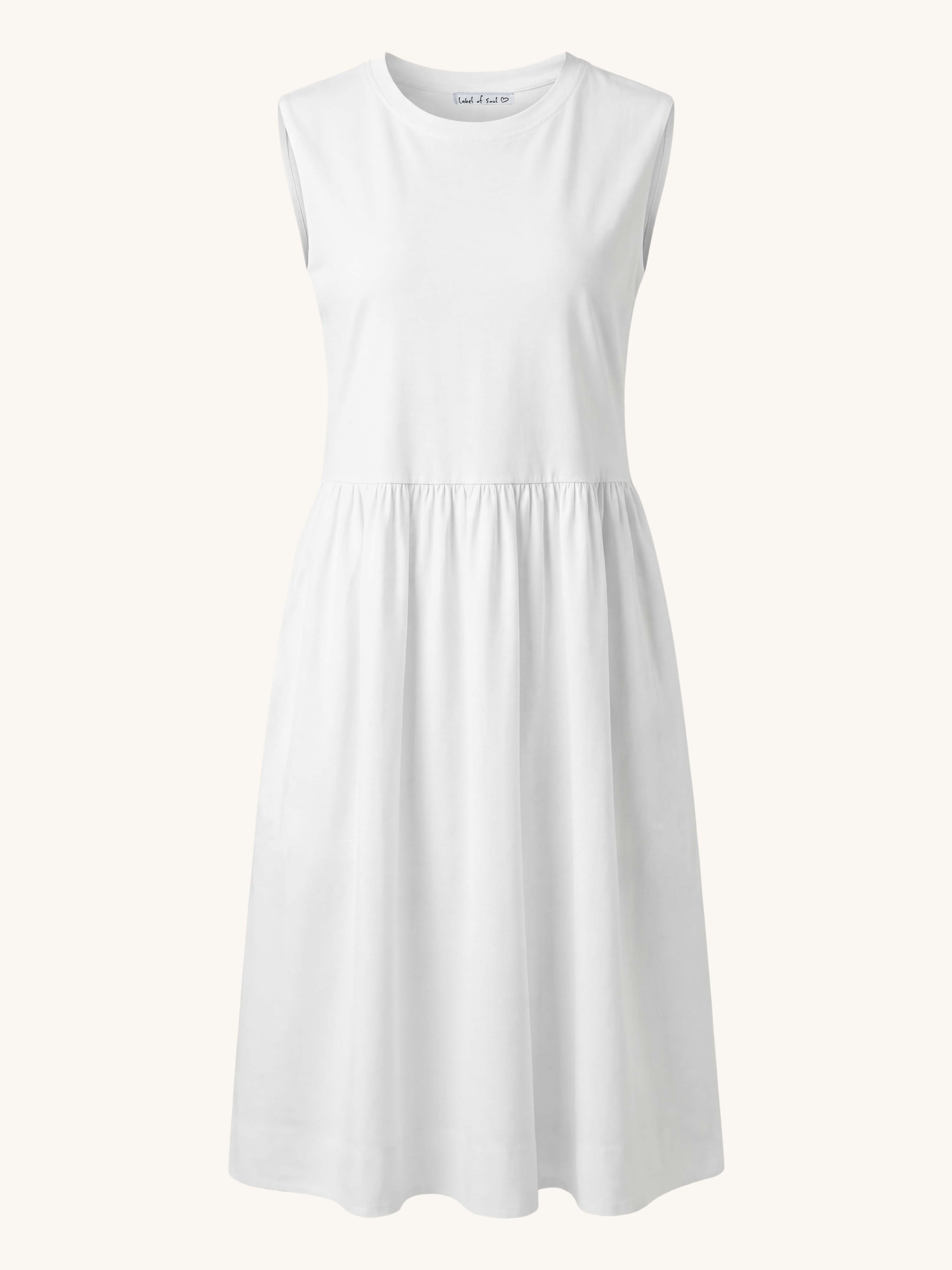 Ärmelloses Cotton Kleid mit Seitentaschen - Weiss