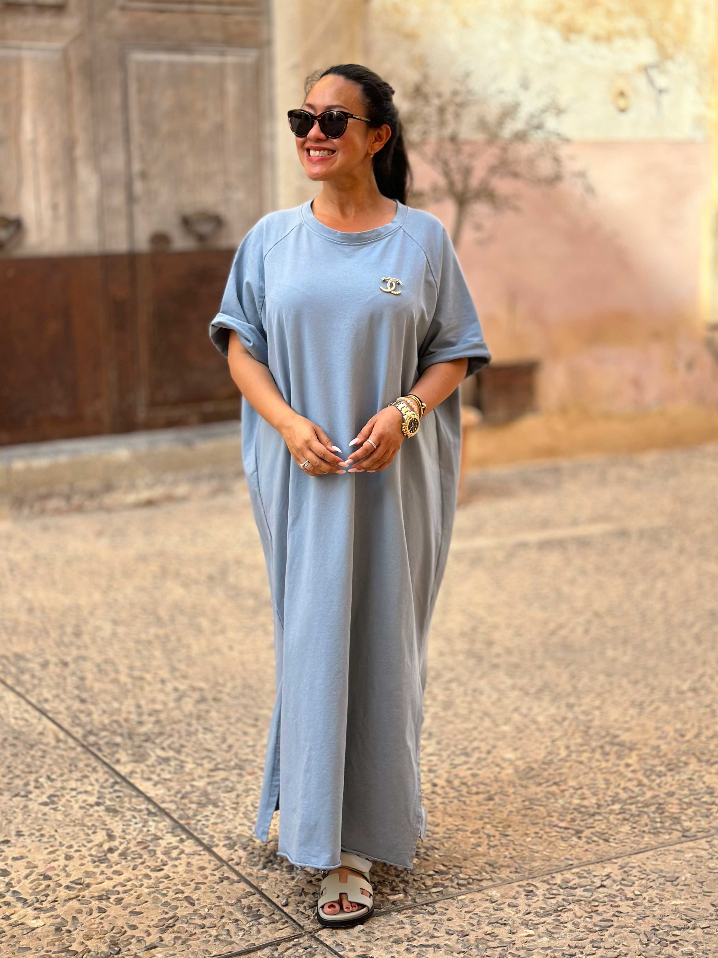 Oversize Sweatkleid - Blaugrau