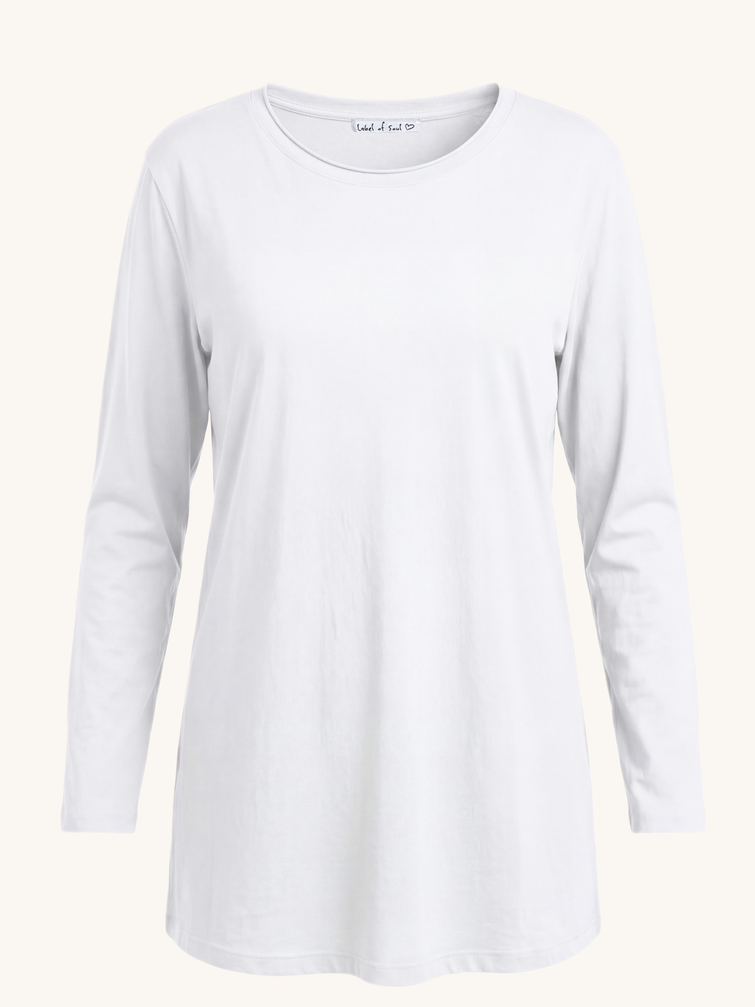 Basic Long Langarmshirt - Weiss