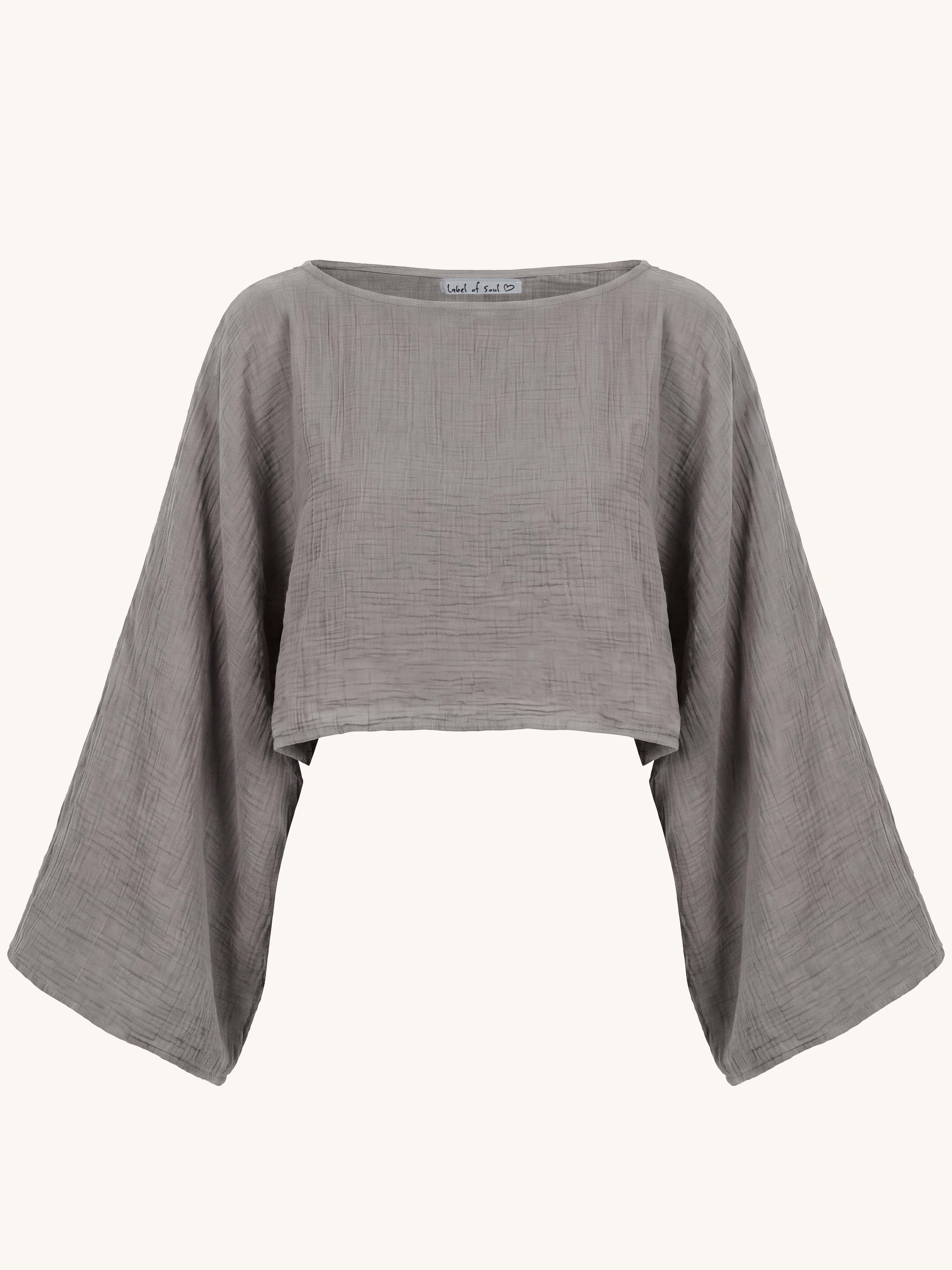 Musselin Cropped Bluse - ARTA - PETITE - Taupe