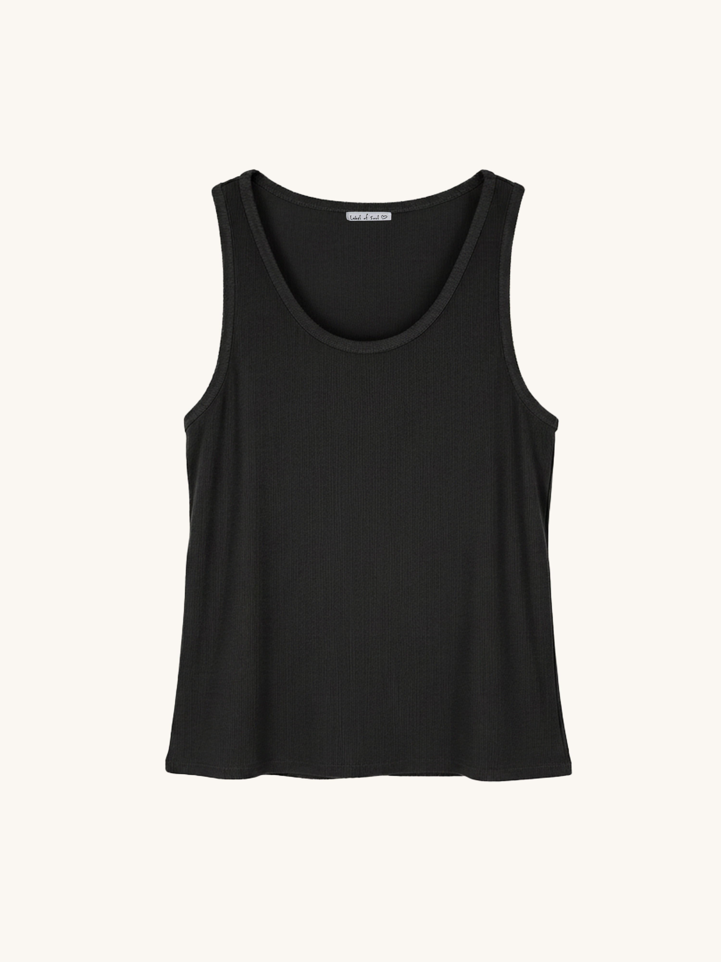 Geripptes Basic Top - Schwarz - S/M