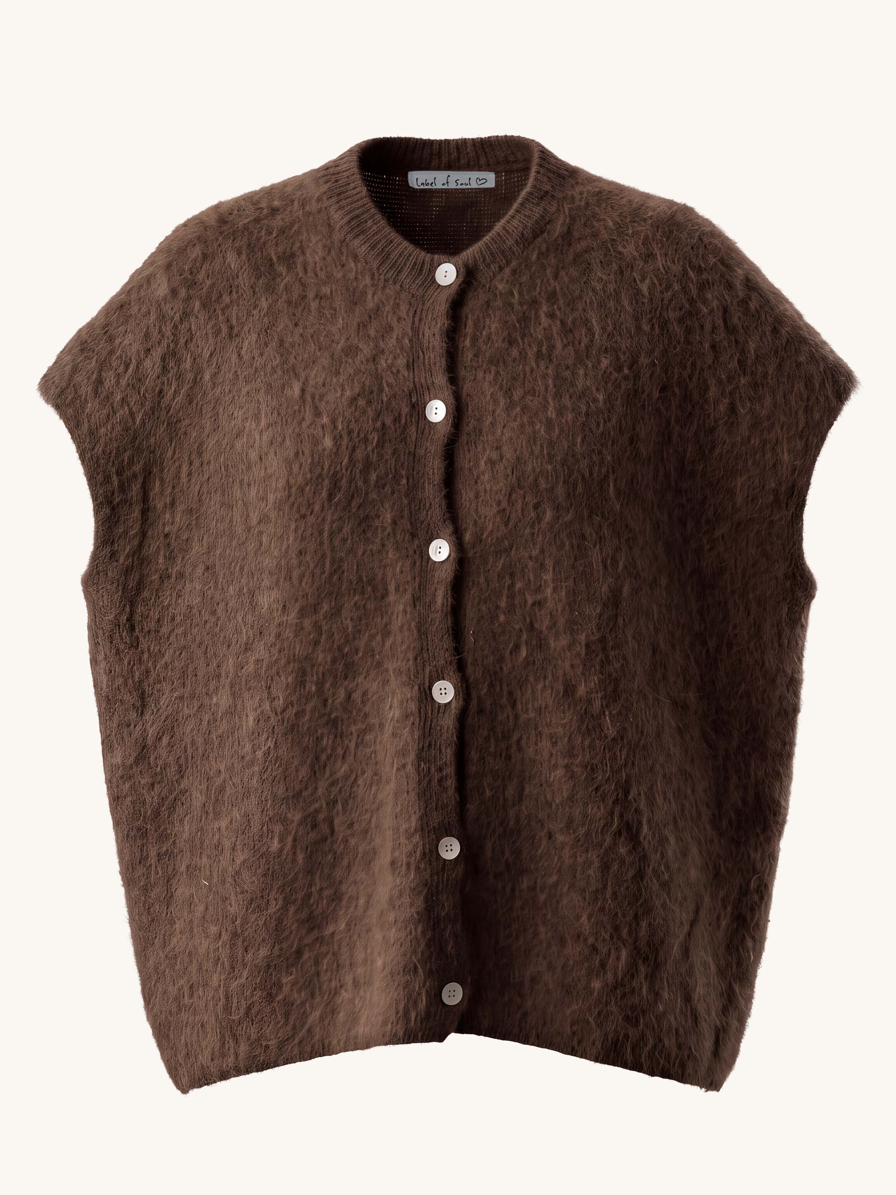 Oversize Strickjacke - FLUFFY - Schoko
