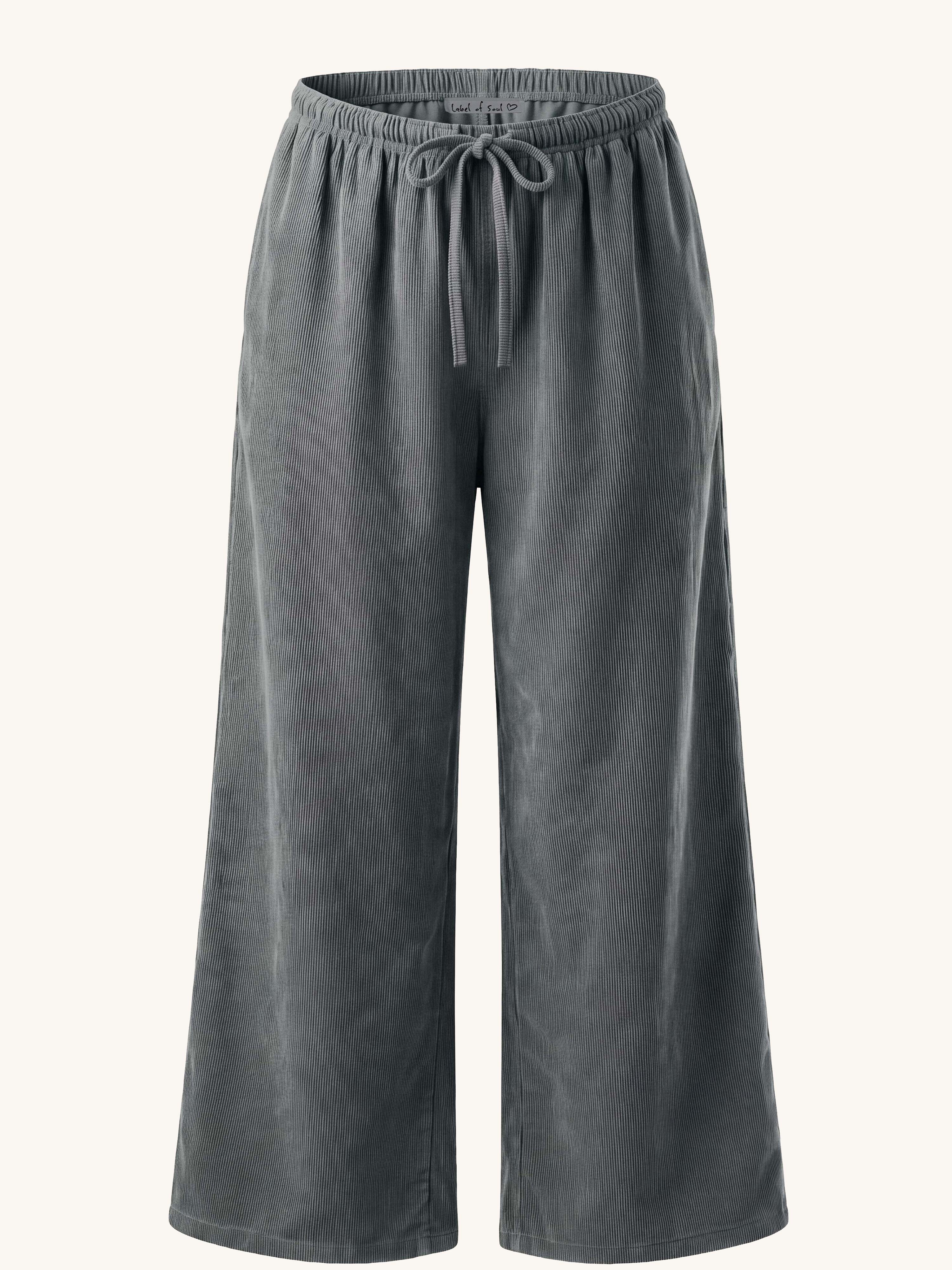 Feincord Palazzo Hose - LONG - Grau