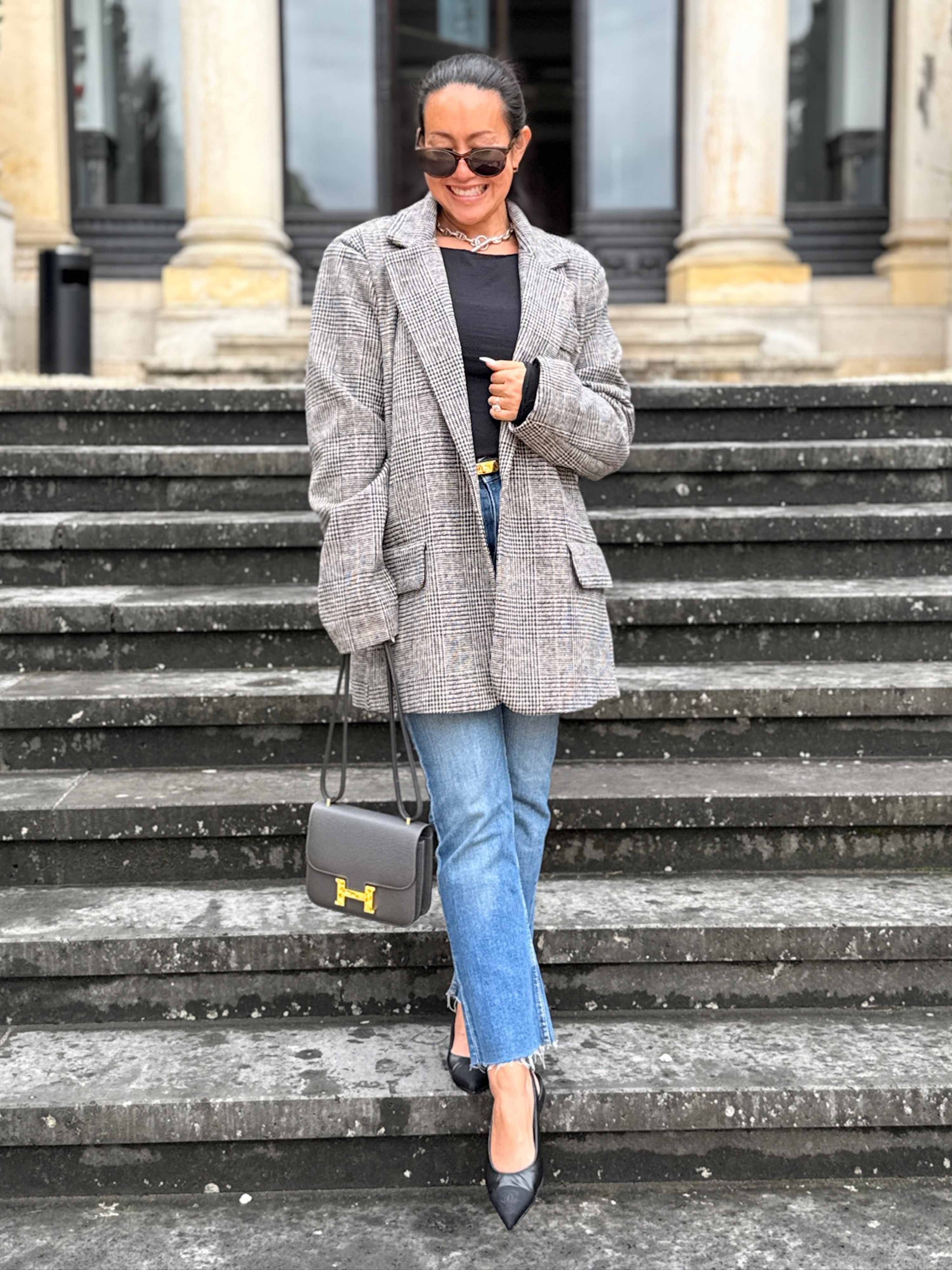 Oversize Blazer Jacke - KARO - Schwarz Oversize Blazer Jacke - KARO - Schwarz