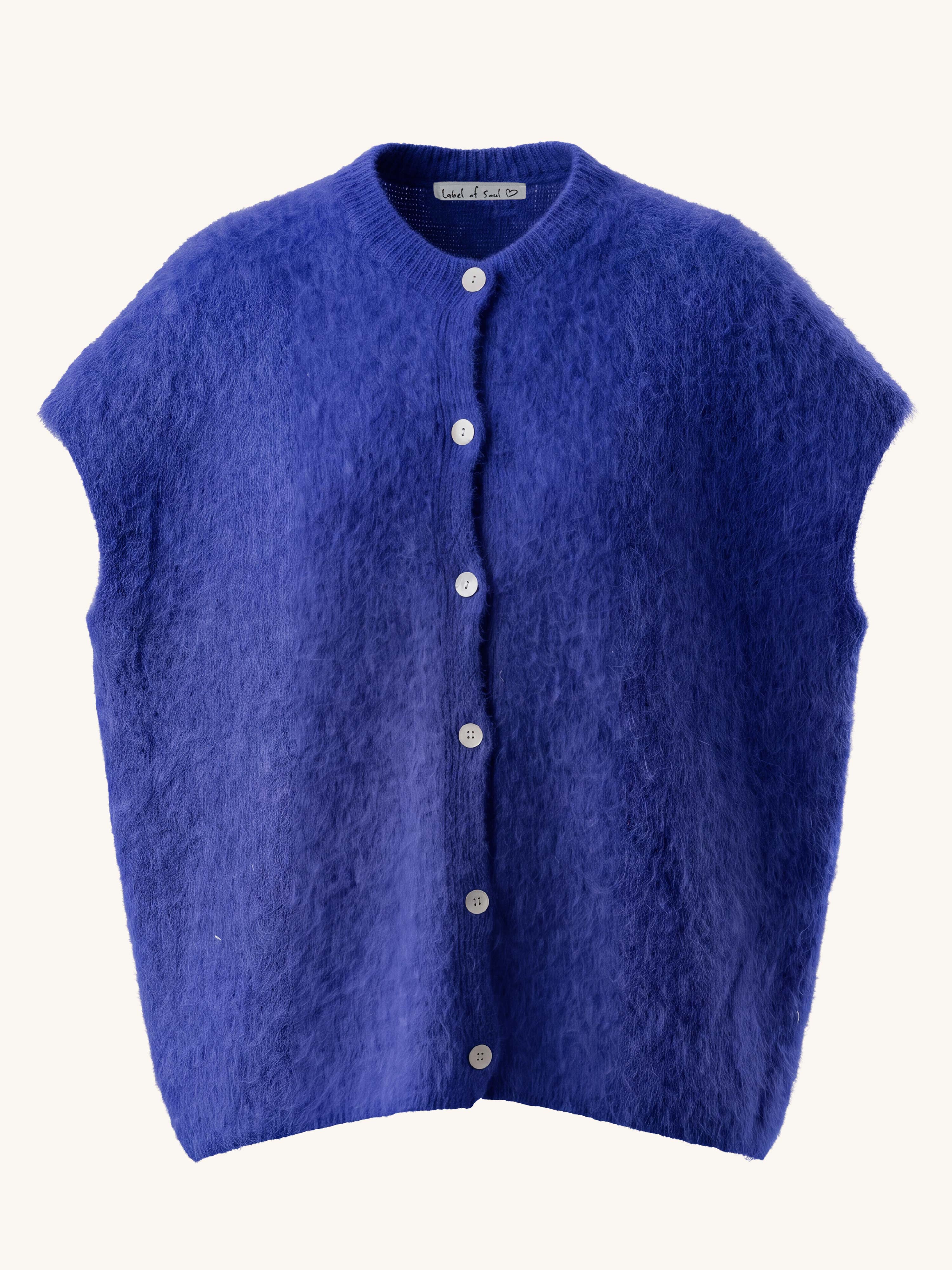 Oversize Strickjacke - FLUFFY - Royalblau