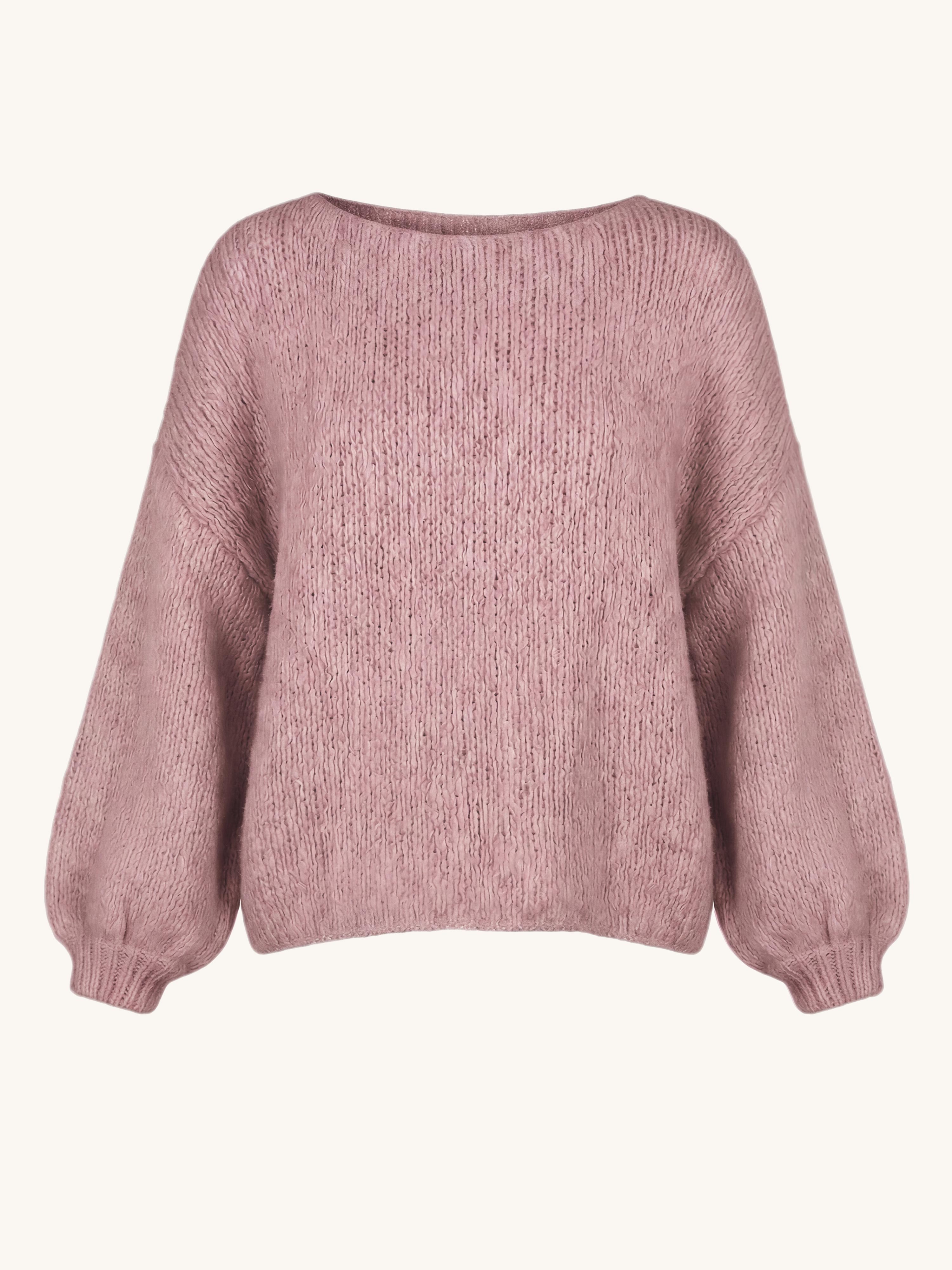 Oversize Cropped Strickpullover - FLAUSCHI - Mauve