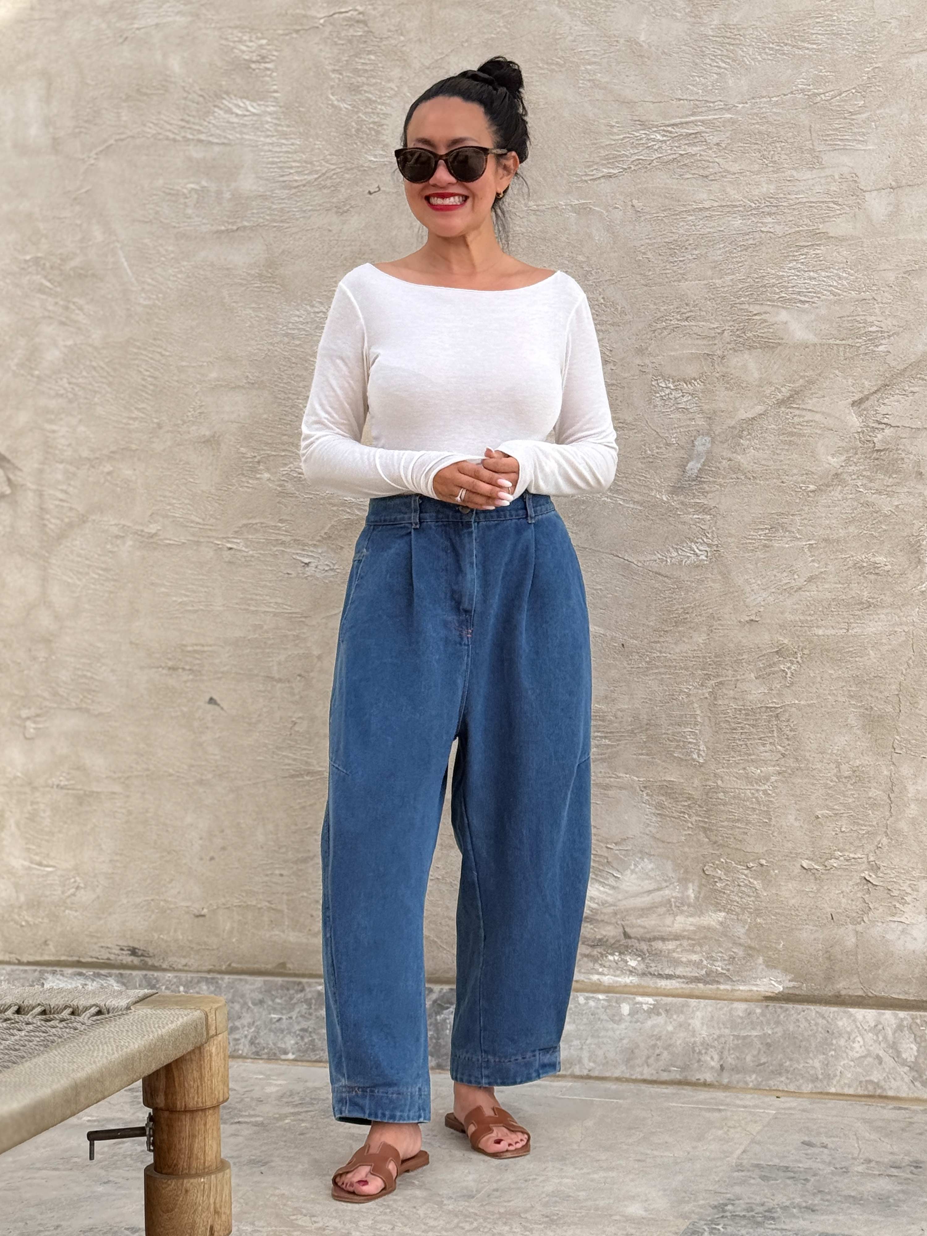 Balloon Jeans Hose - Denim Blue - M