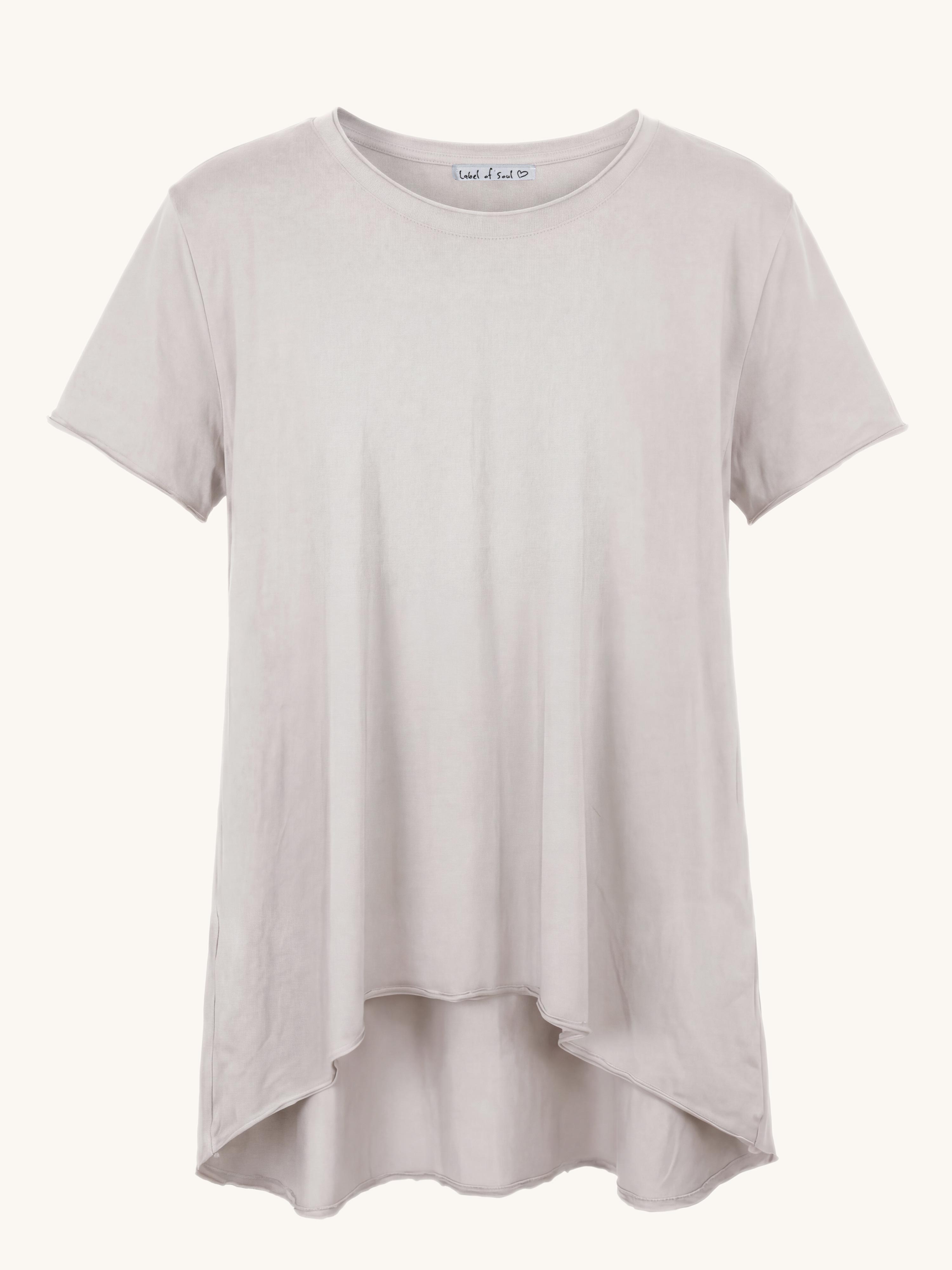 Basic Vokuhila Kurzarmshirt - Beige