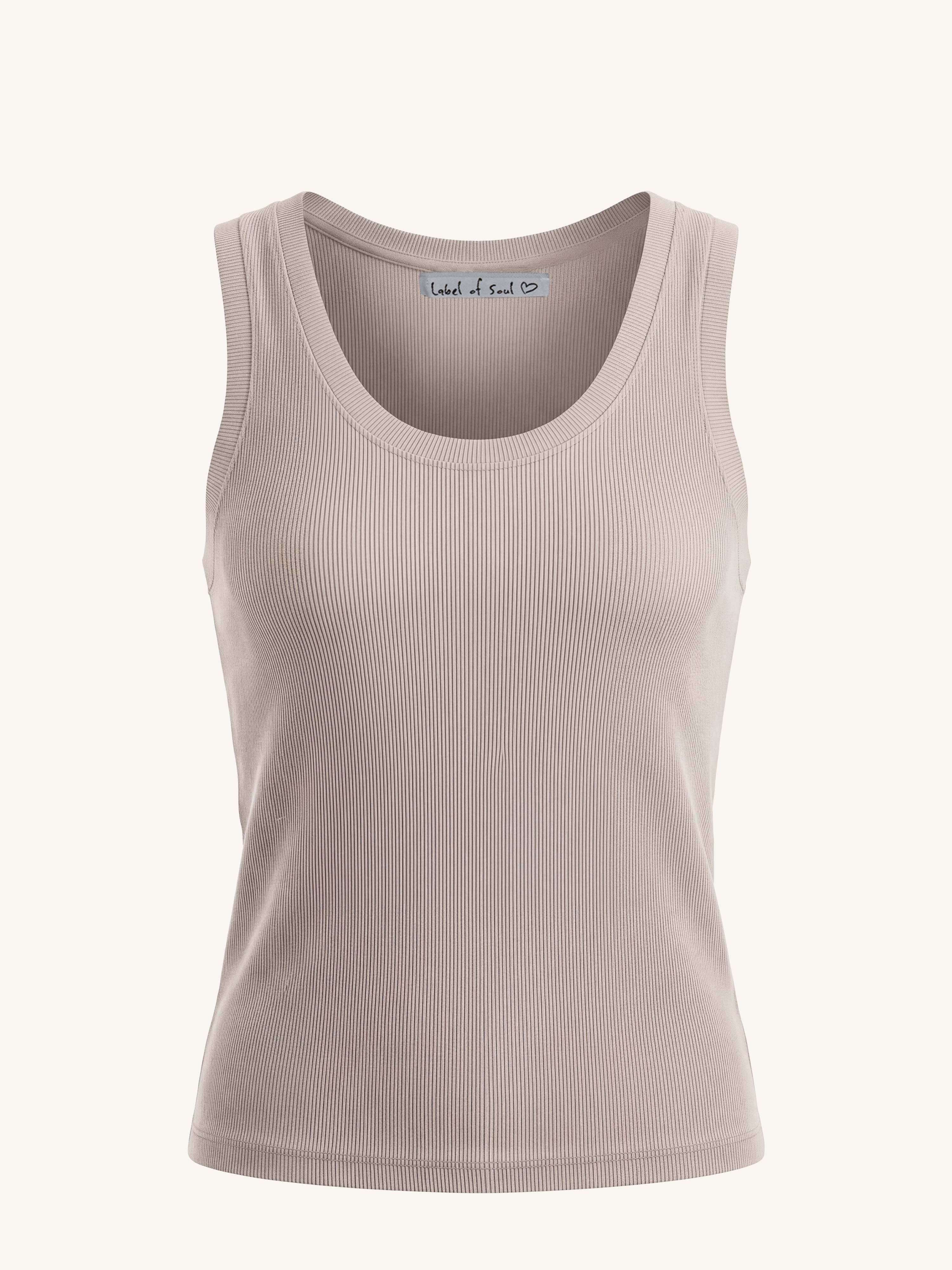 Basic Top mit weitem Ausschnitt - CURVY - Beige