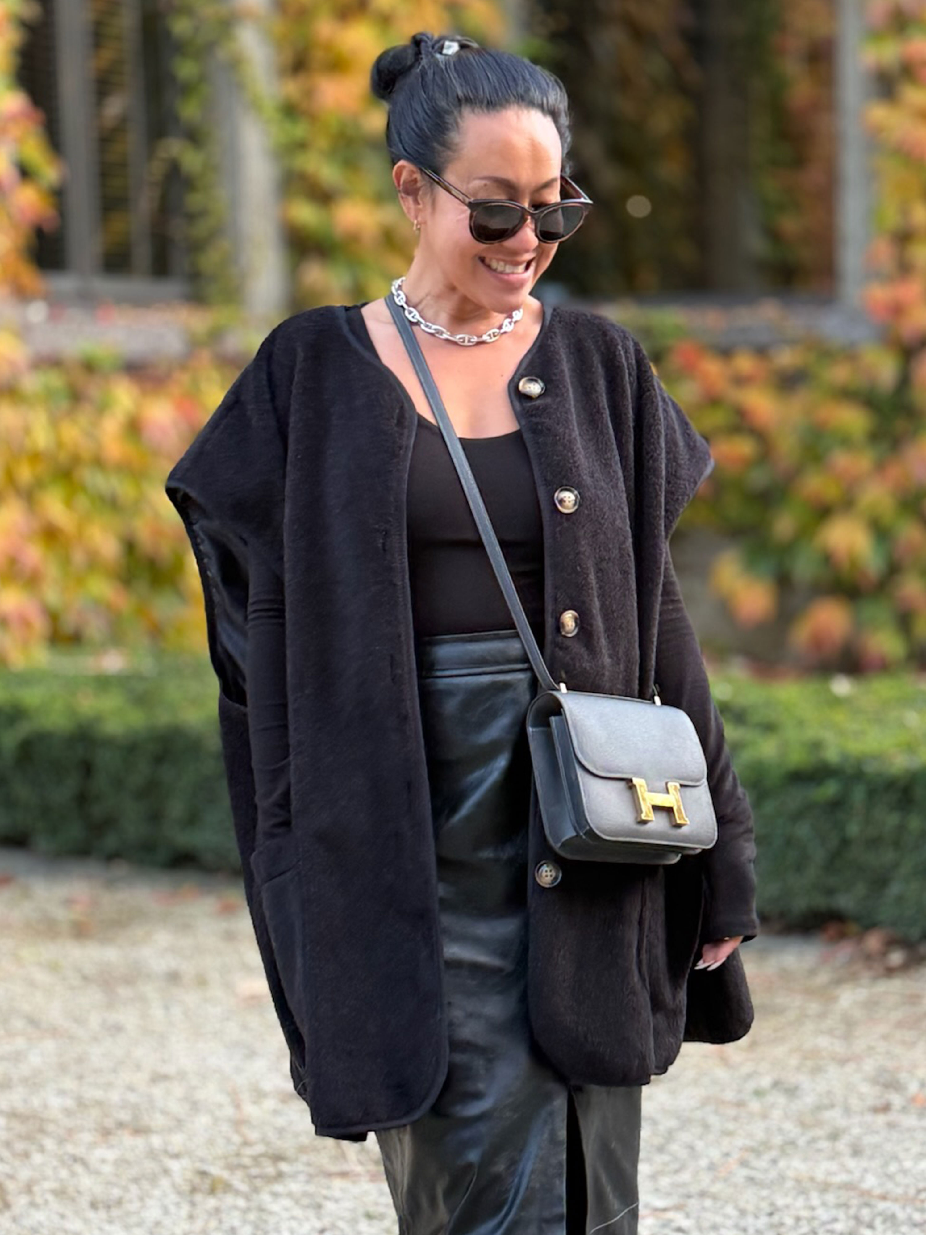 Oversize Weste mit Taschen - SIGNATURE - Schwarz