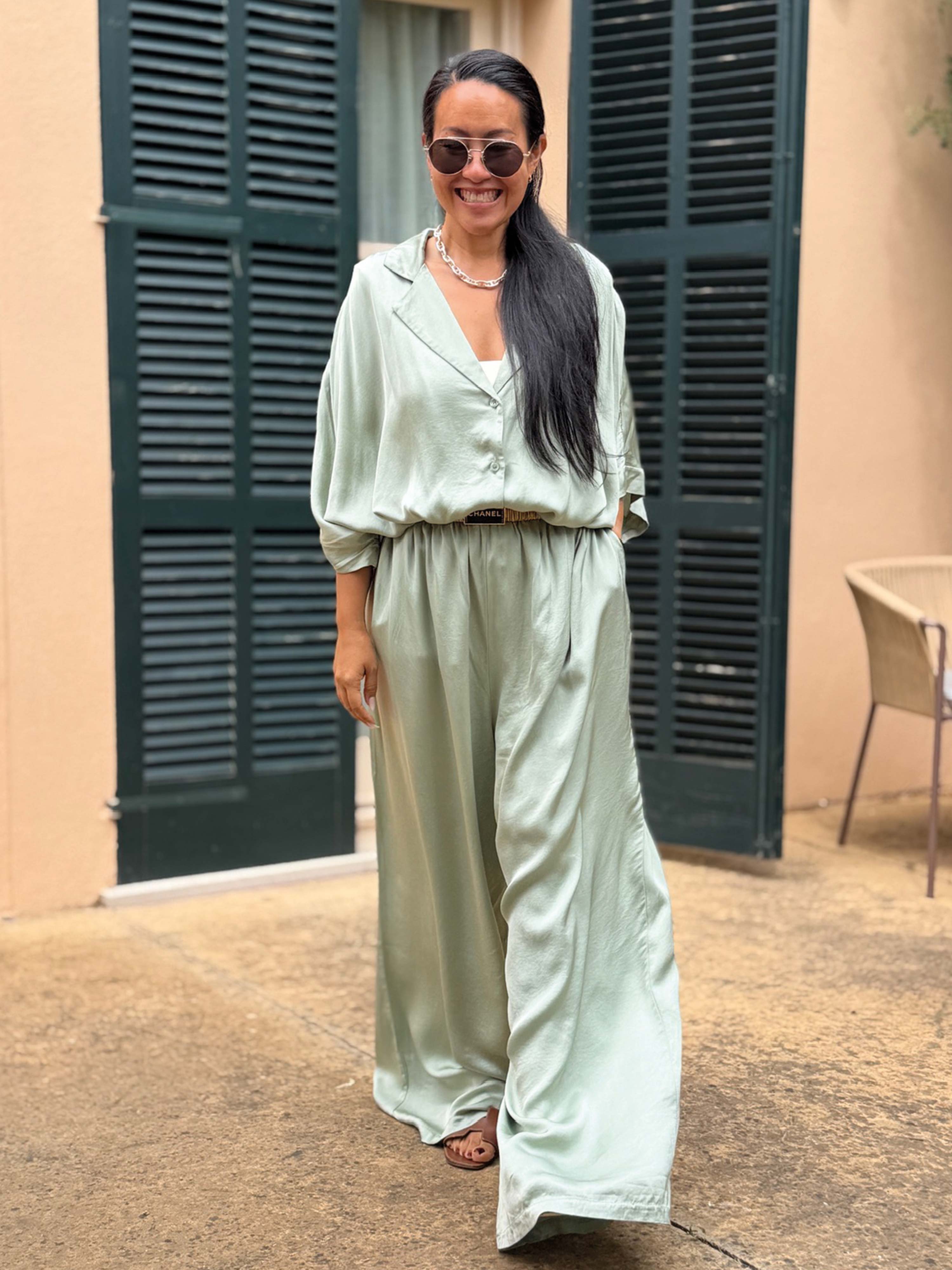 Viskose Palazzo Hose - ELEGANCE - Matcha
