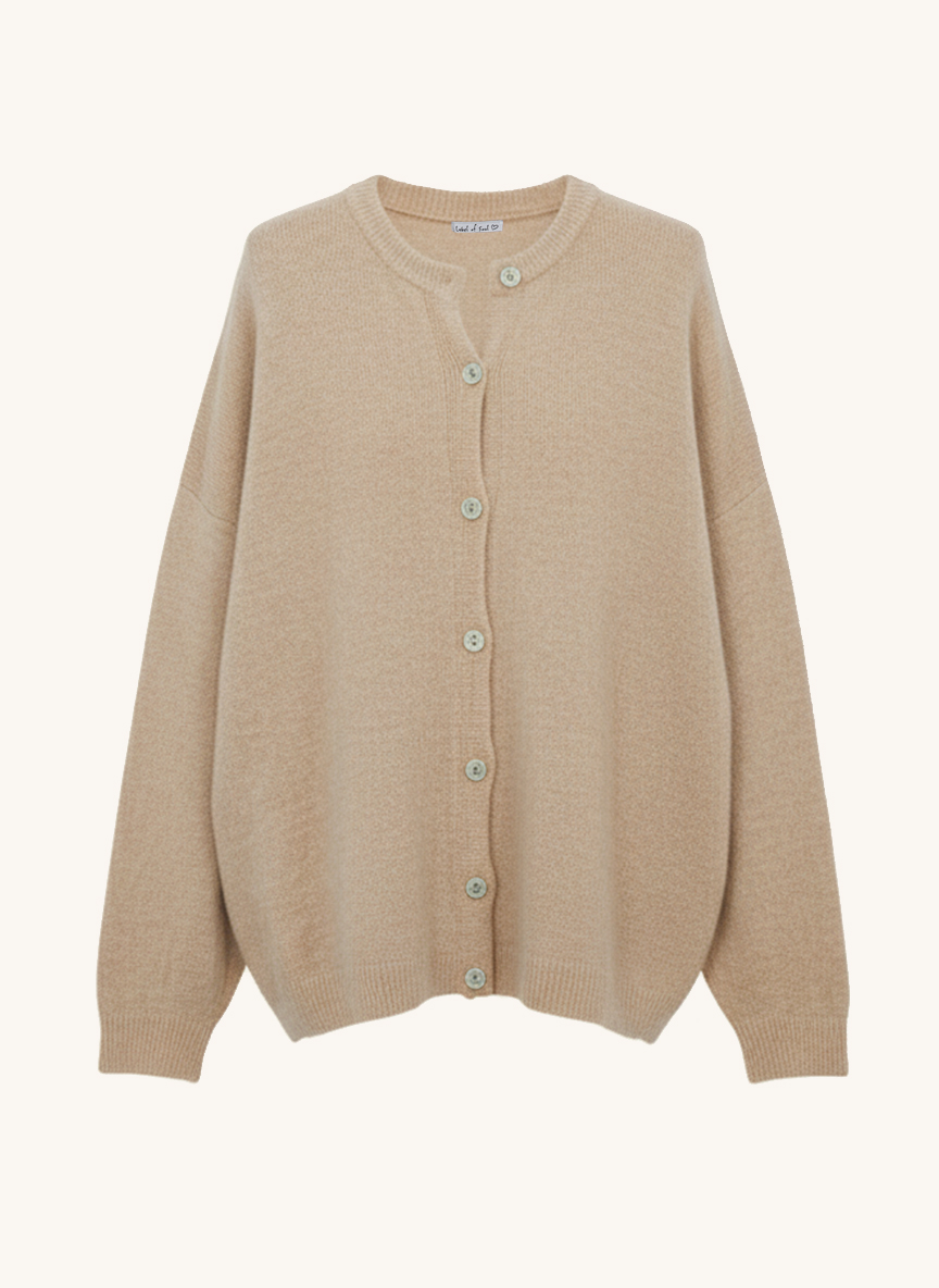 Strickjacke mit Alpakawollanteil - Beige