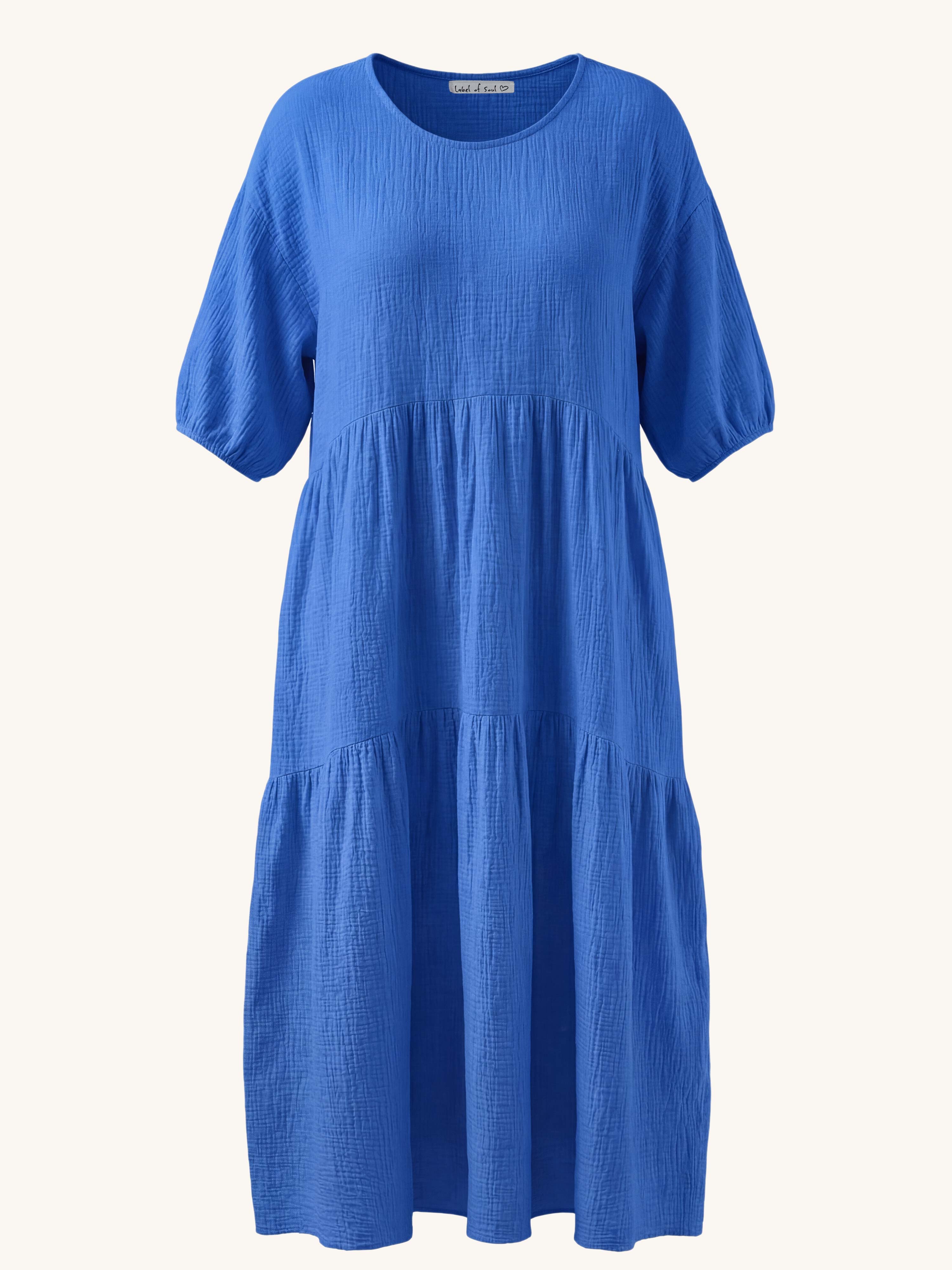 Oversize Musselin Kleid mit Rundhalsausschnitt - Royalblau