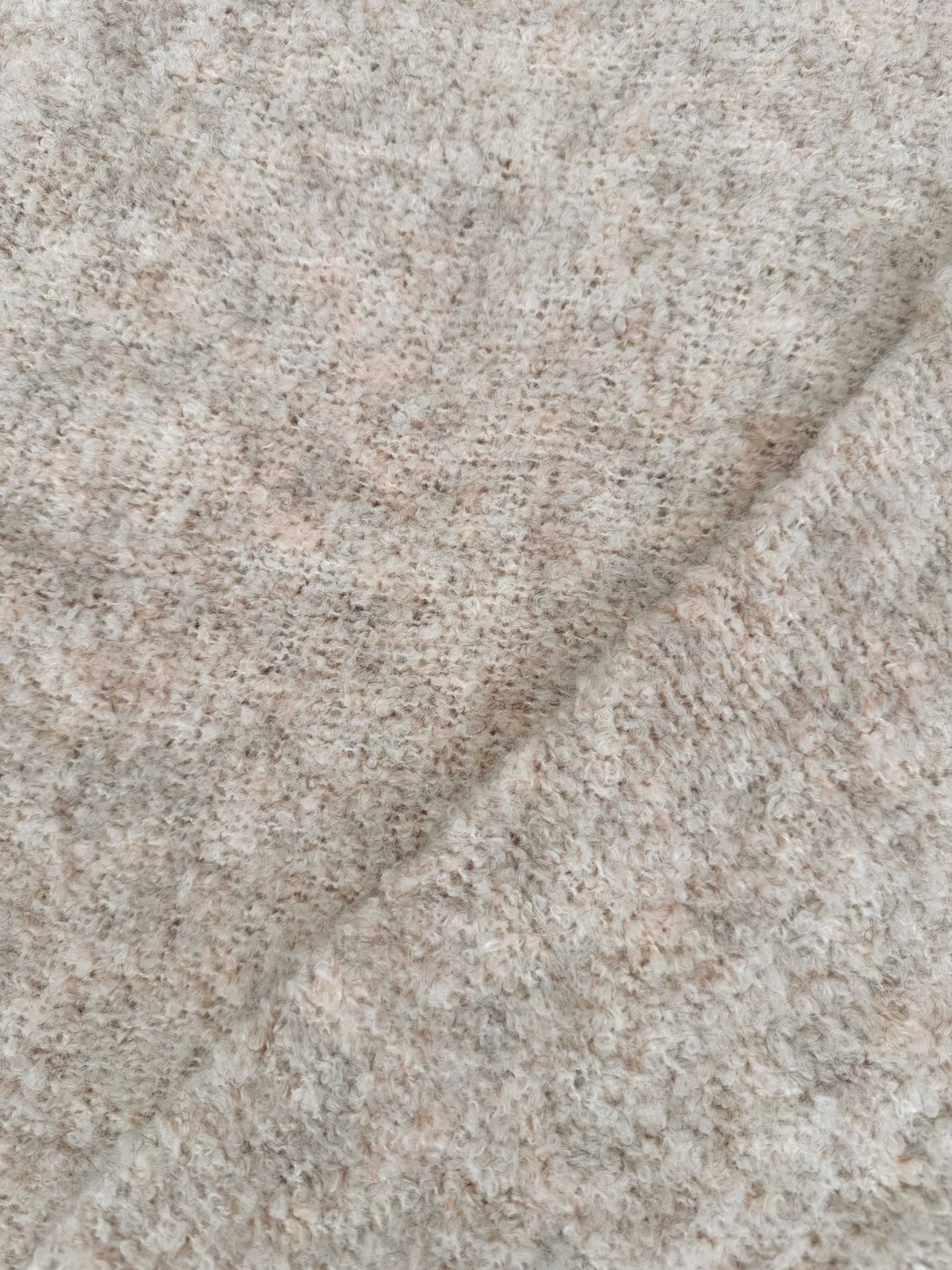 Oversize Rundhals Bouclé Strickpullover - Oatmeal