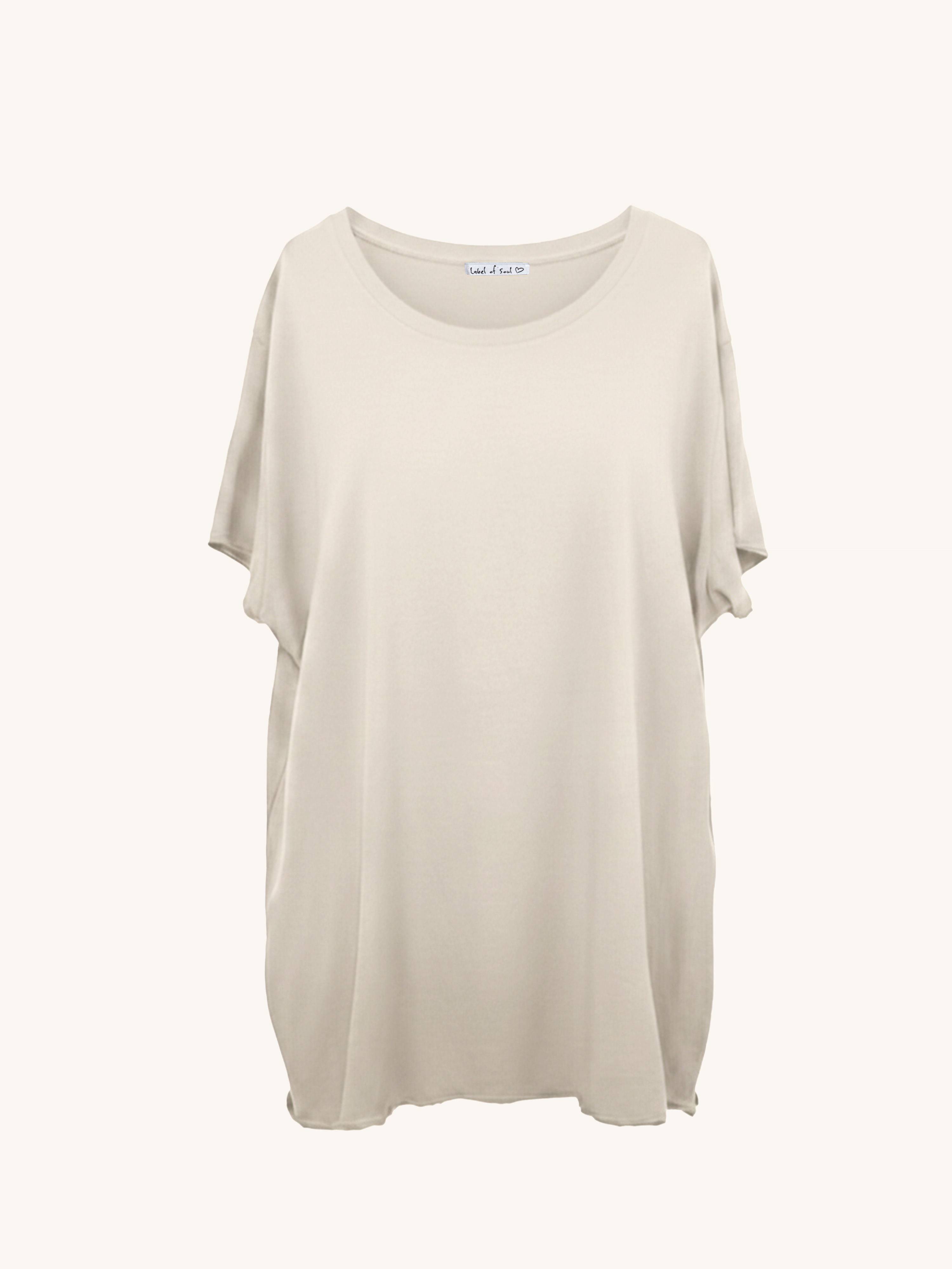 Basic Long Kurzarmshirt - Beige