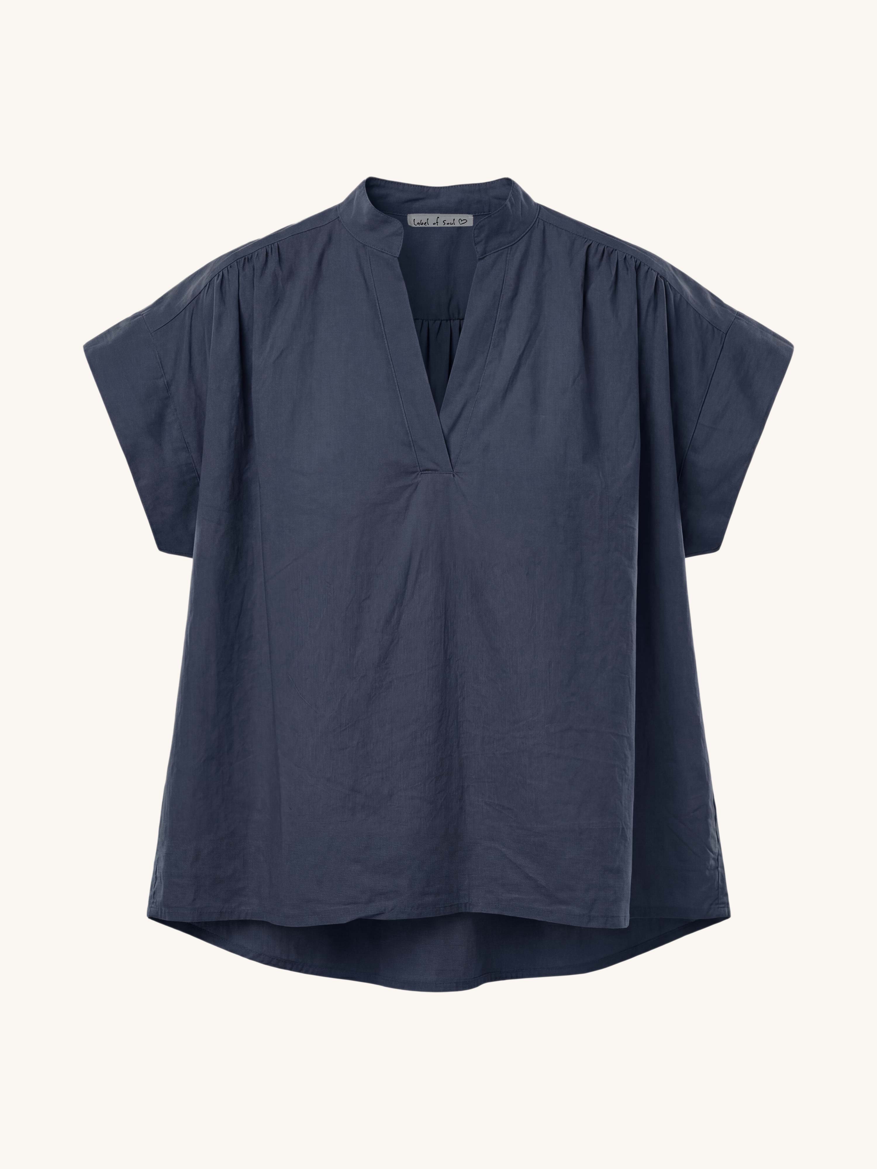 Cotton Vokuhila Bluse Midi - Navy