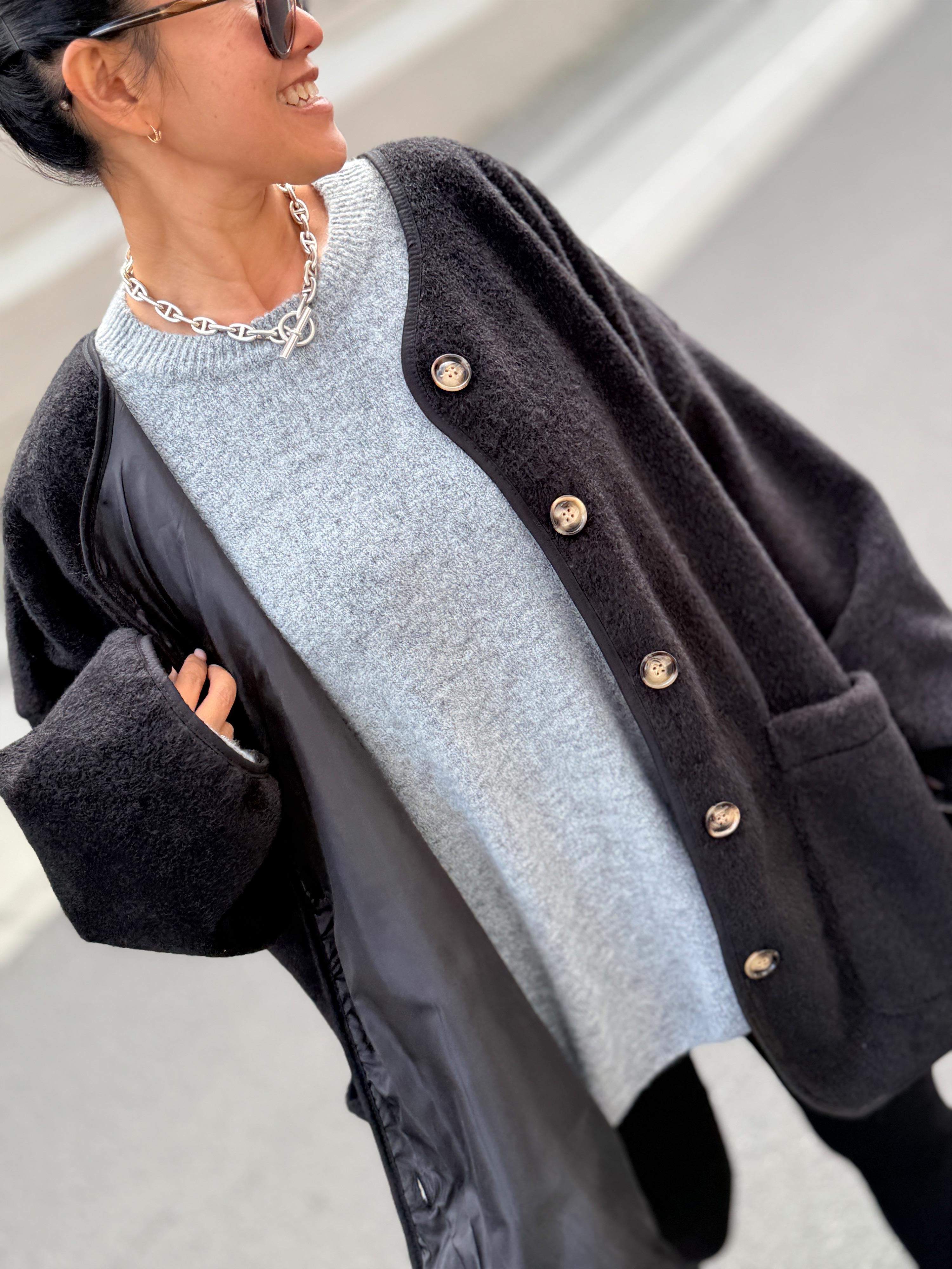 Oversize Jacke Button - SIGNATURE - Schwarz