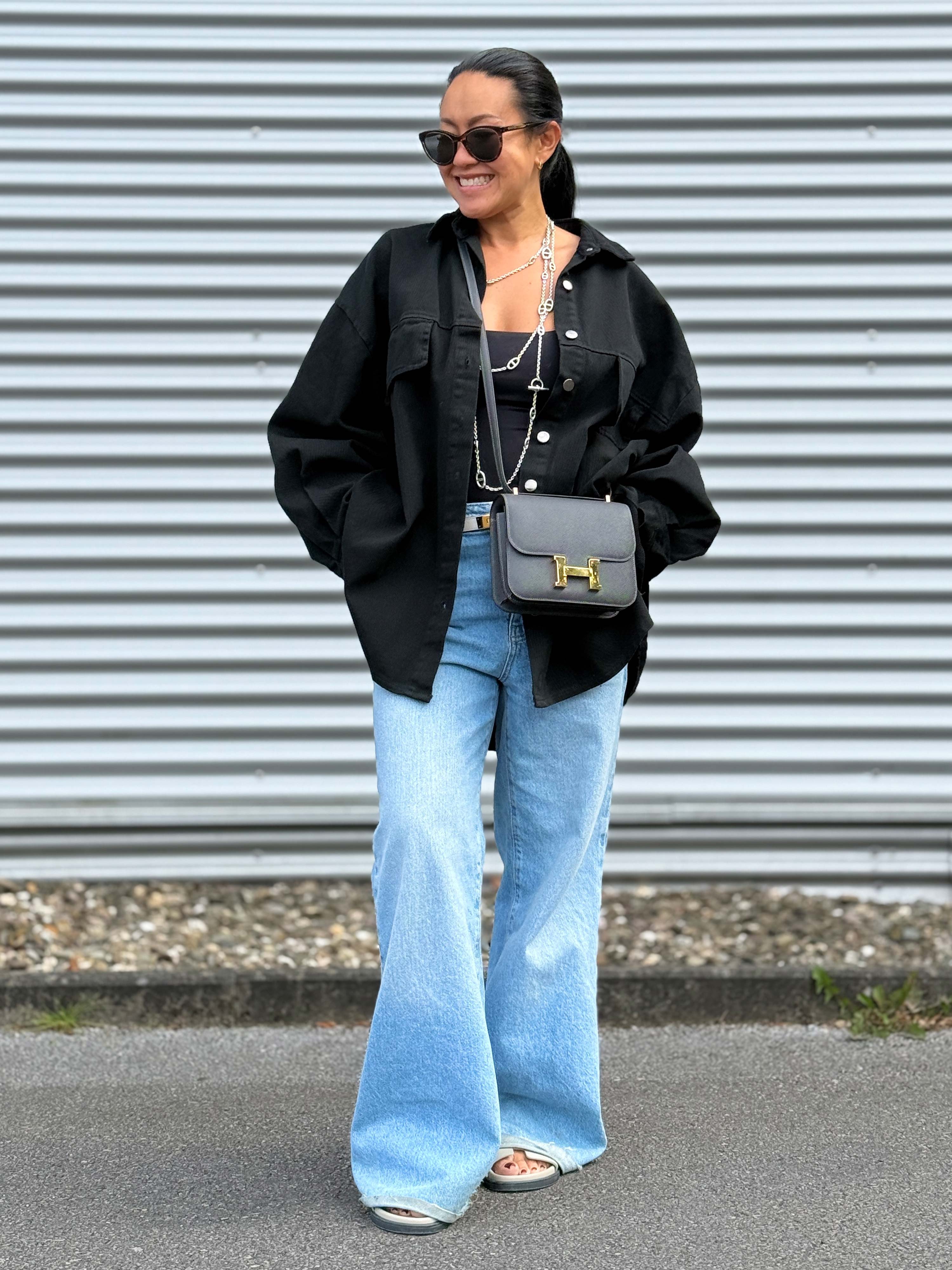 Denim Overshirt Jacke - Schwarz