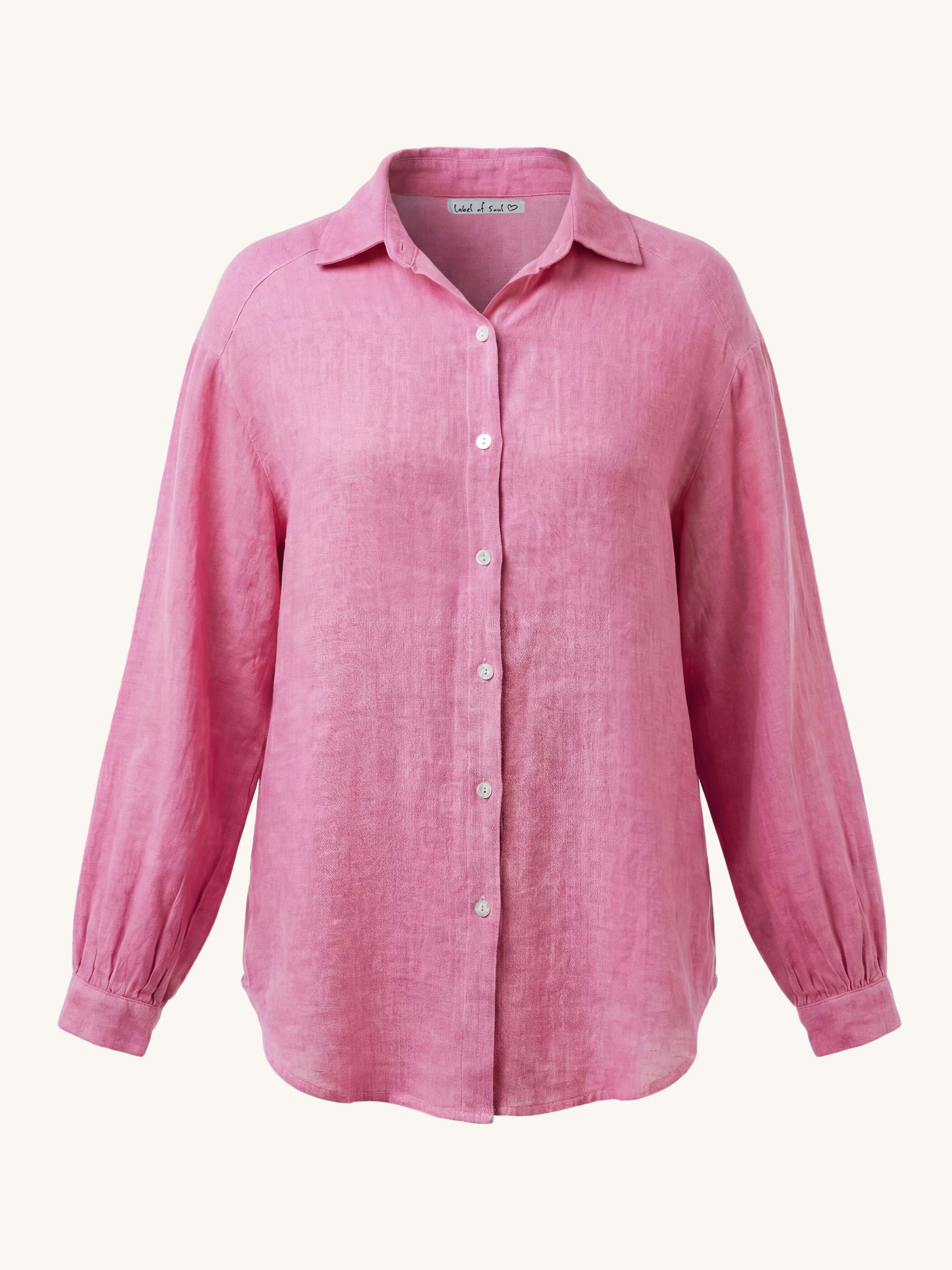 Cotton Midi Oversize Bluse - Pink
