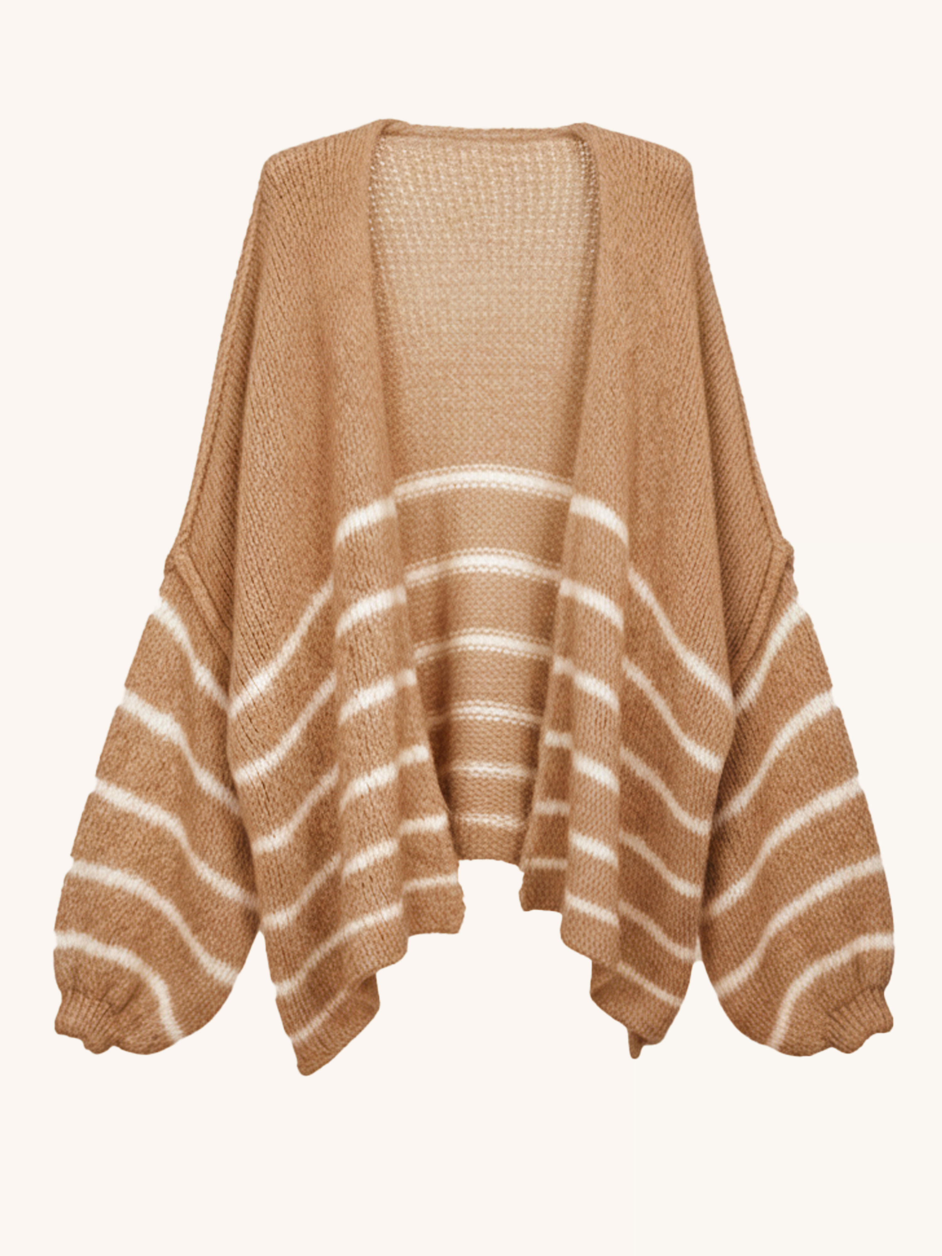 Oversize Strickjacke FLAUSCHI - STRIPES - Camel