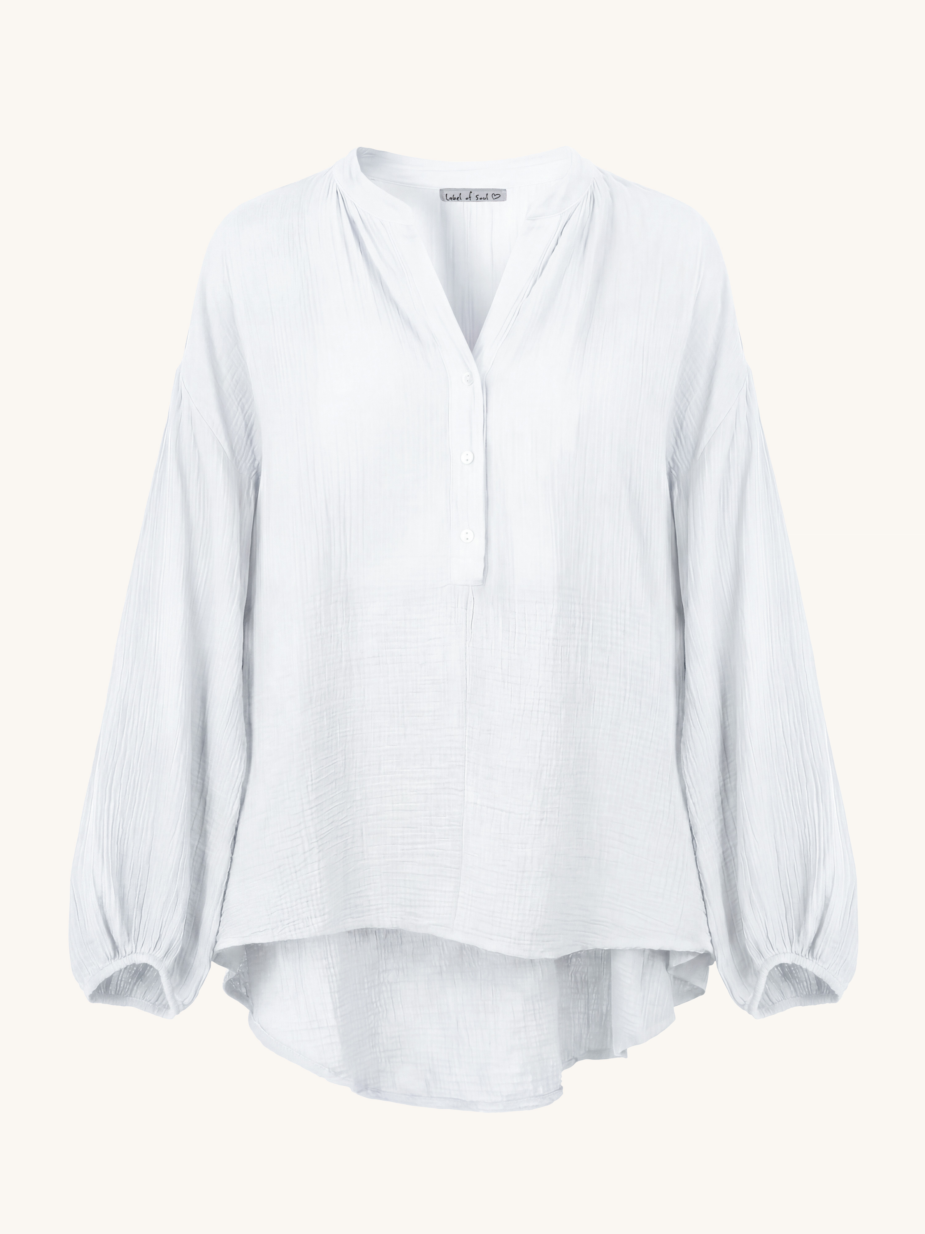 Musselin Vokuhila Oversize Bluse - Weiss