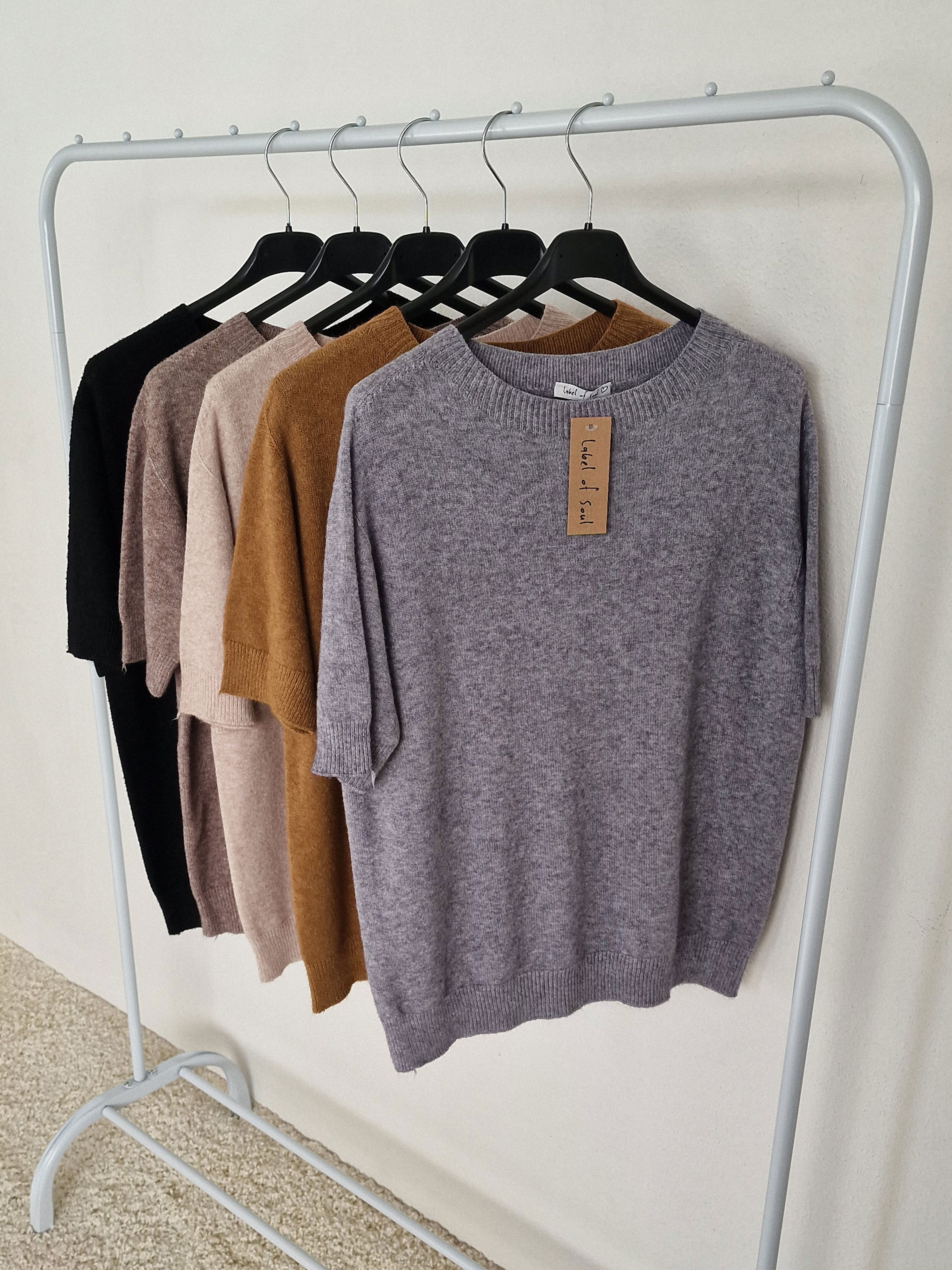 Viskose Kurzarm Pullover - Grau Viskose Kurzarm Pullover - Grau