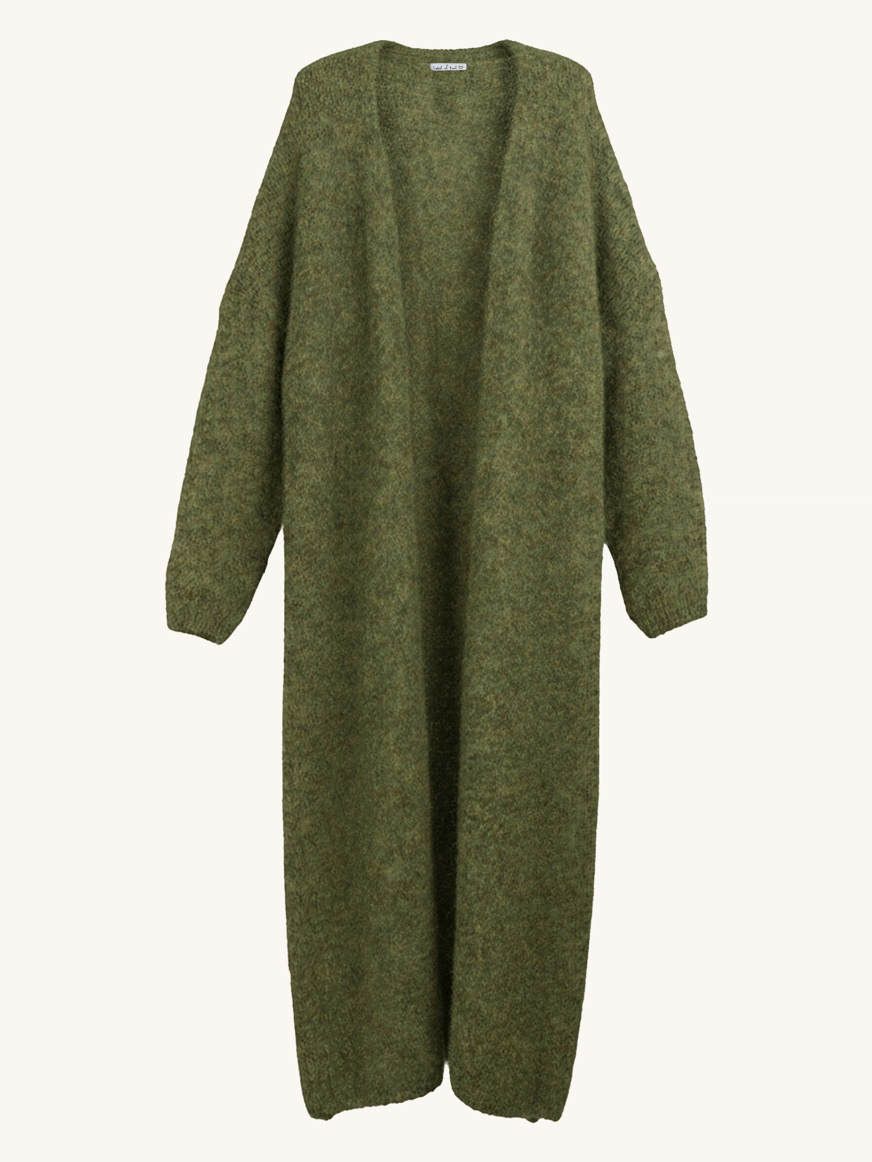 Strickmantel mit Alpakawollanteil Long - Olive