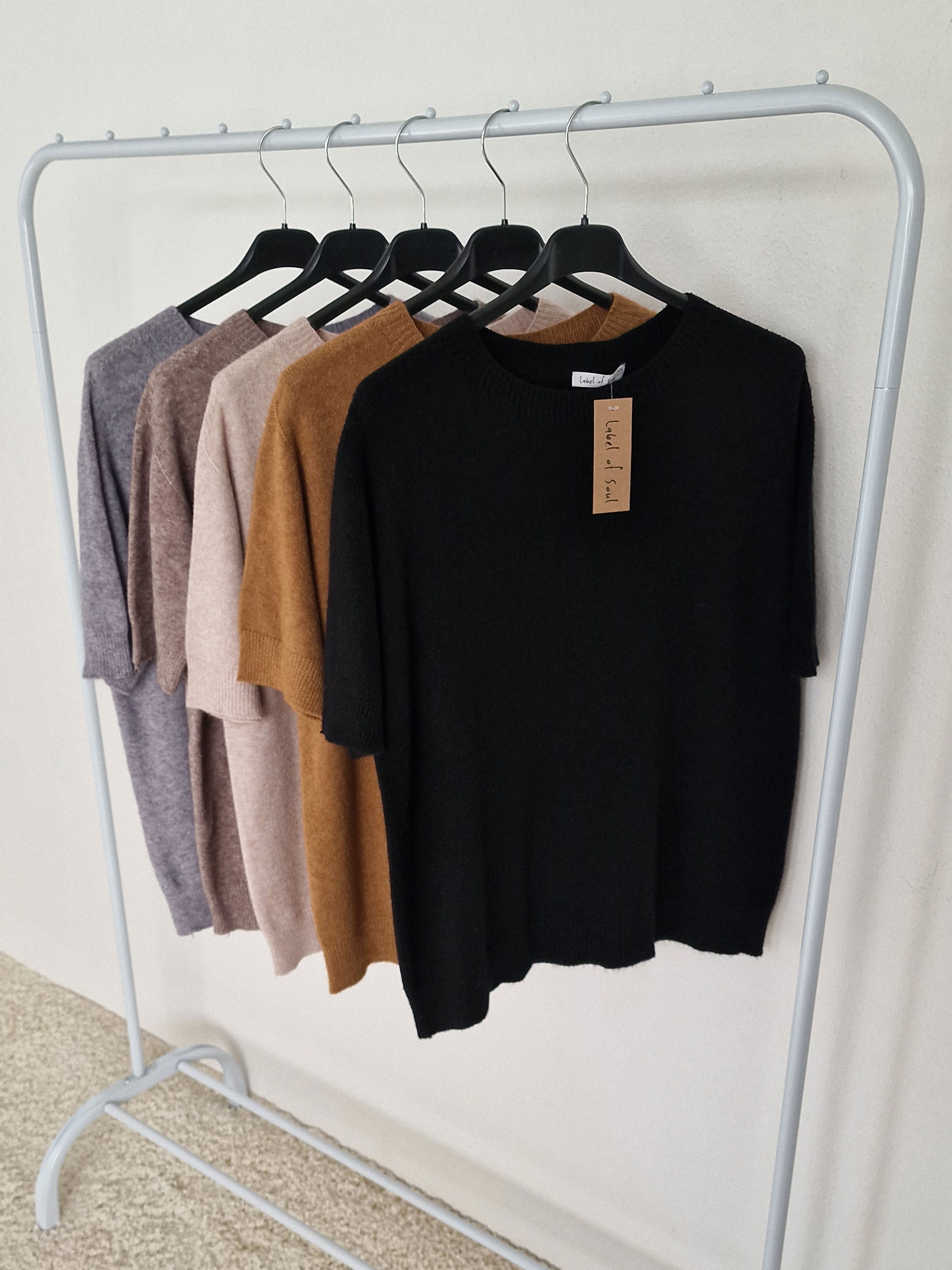 Viskose Kurzarm Pullover - Schwarz Viskose Kurzarm Pullover - Schwarz
