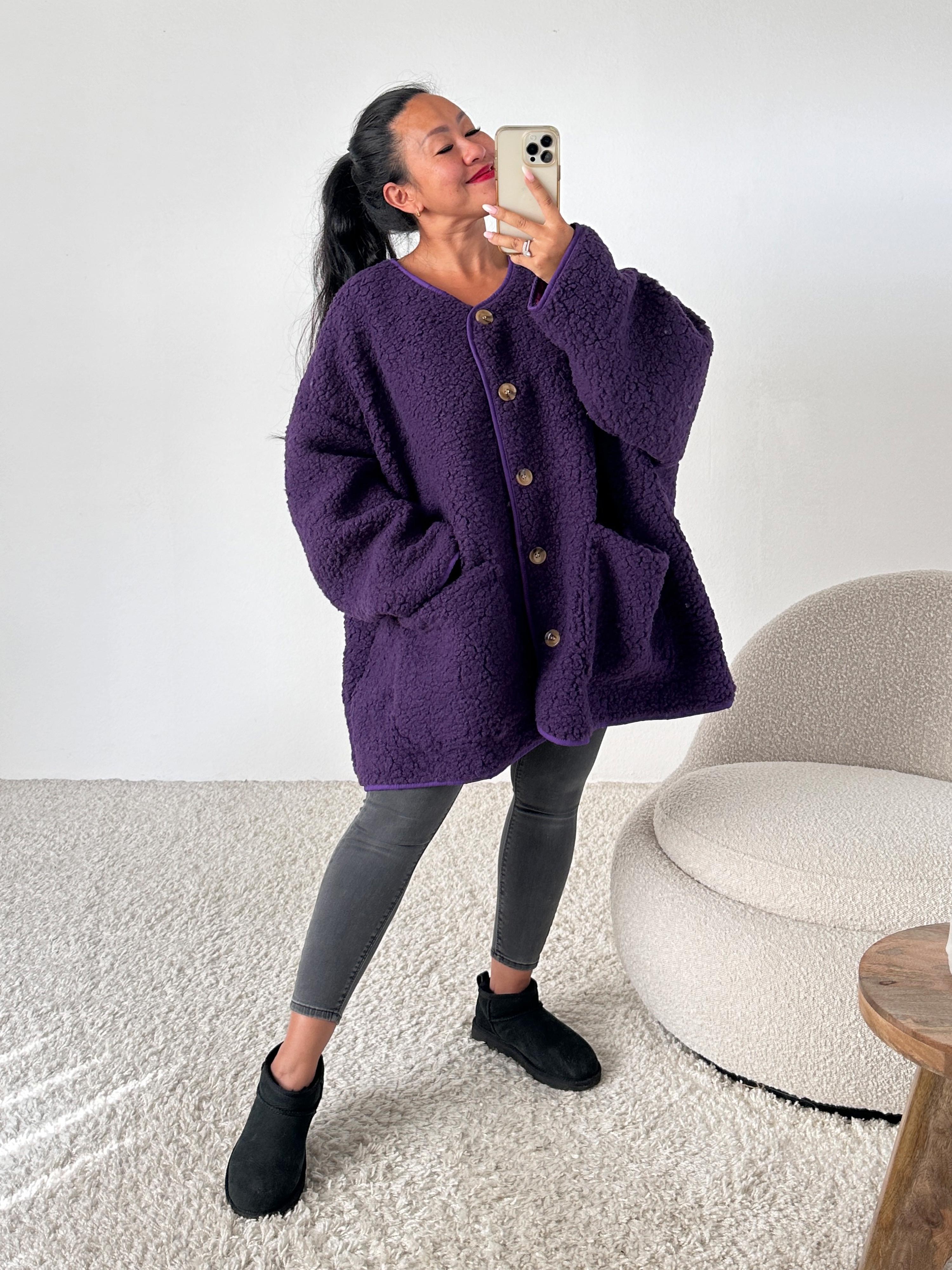 Teddylook Oversize Jacke - ICON - Aubergine Teddylook Oversize Jacke - ICON - Aubergine