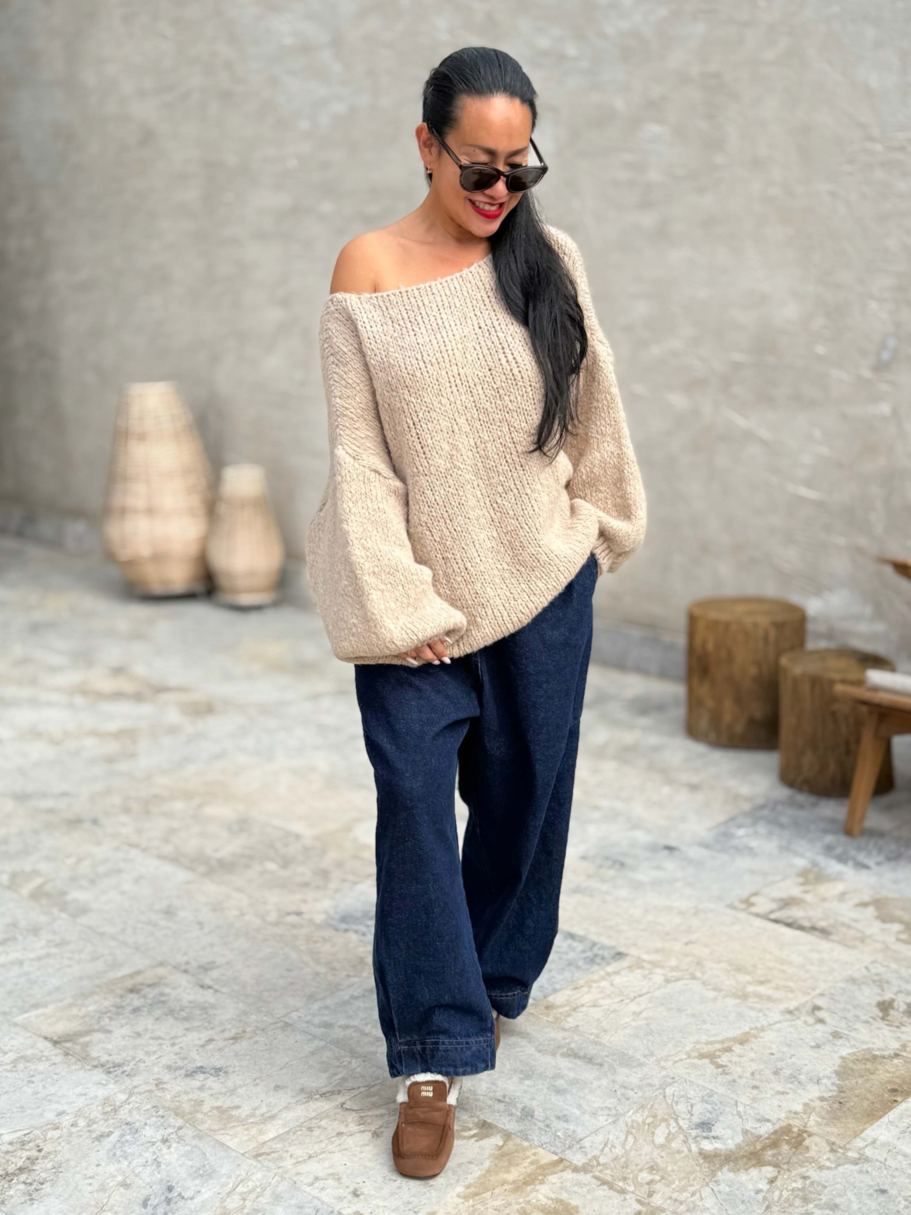 Oversize Cropped Strickpullover - FLAUSCHI - Beige Oversize Cropped Strickpullover - FLAUSCHI - Beige