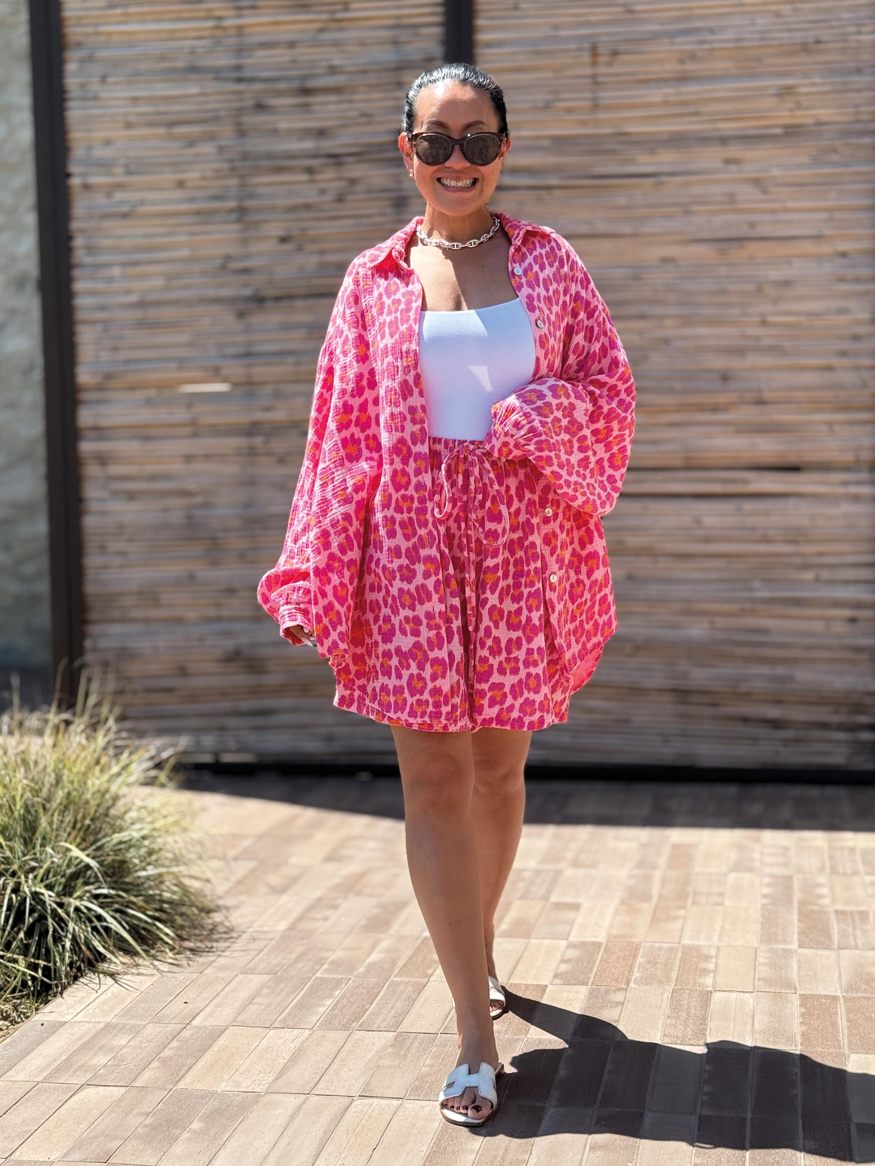 Musselin Midi Oversize Bluse - LEOPARD - Juicy Musselin Midi Oversize Bluse - LEOPARD - Juicy