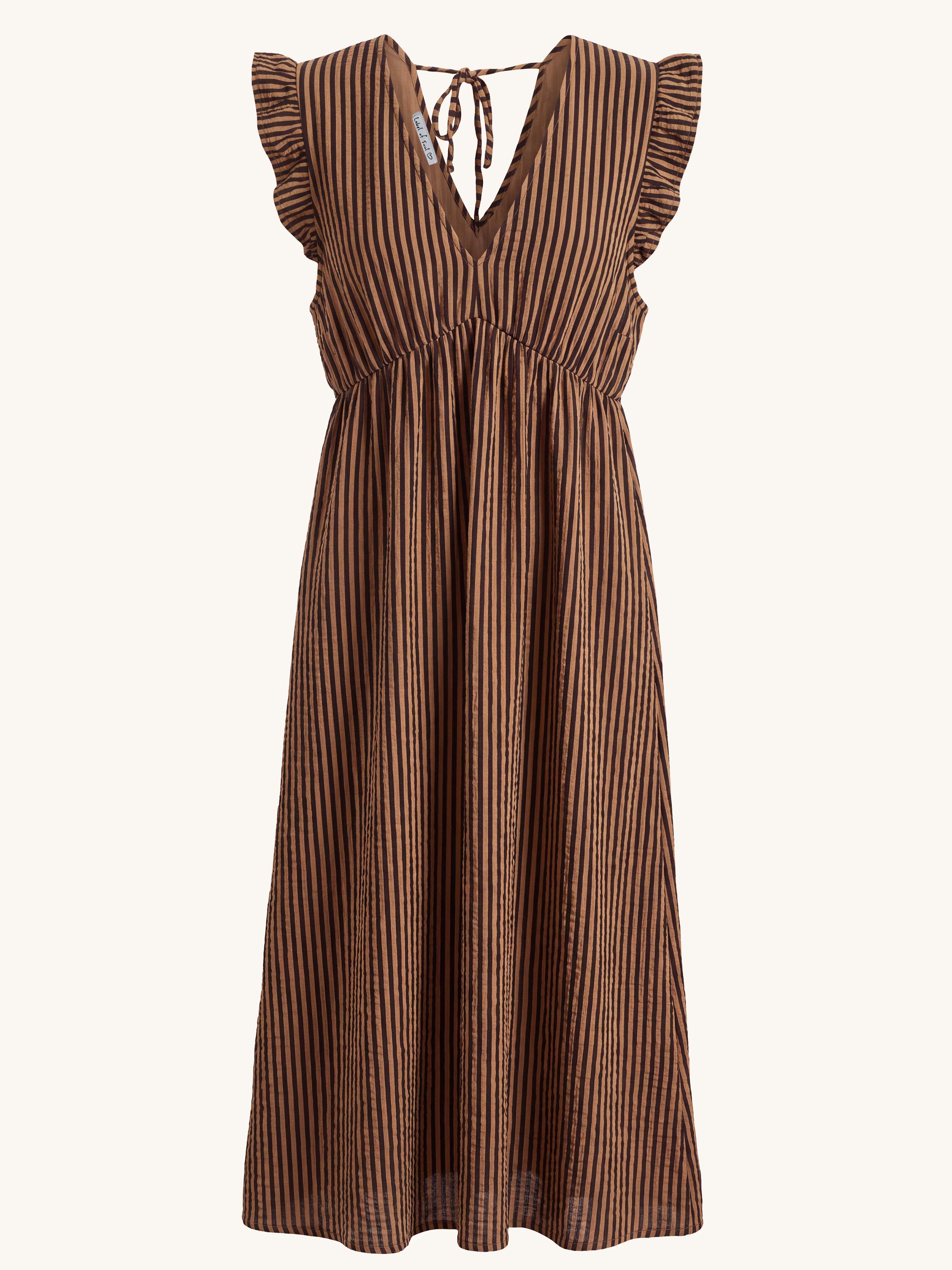 Musselin Kleid Soho - CURVY - STRIPES Camel/Schwarz