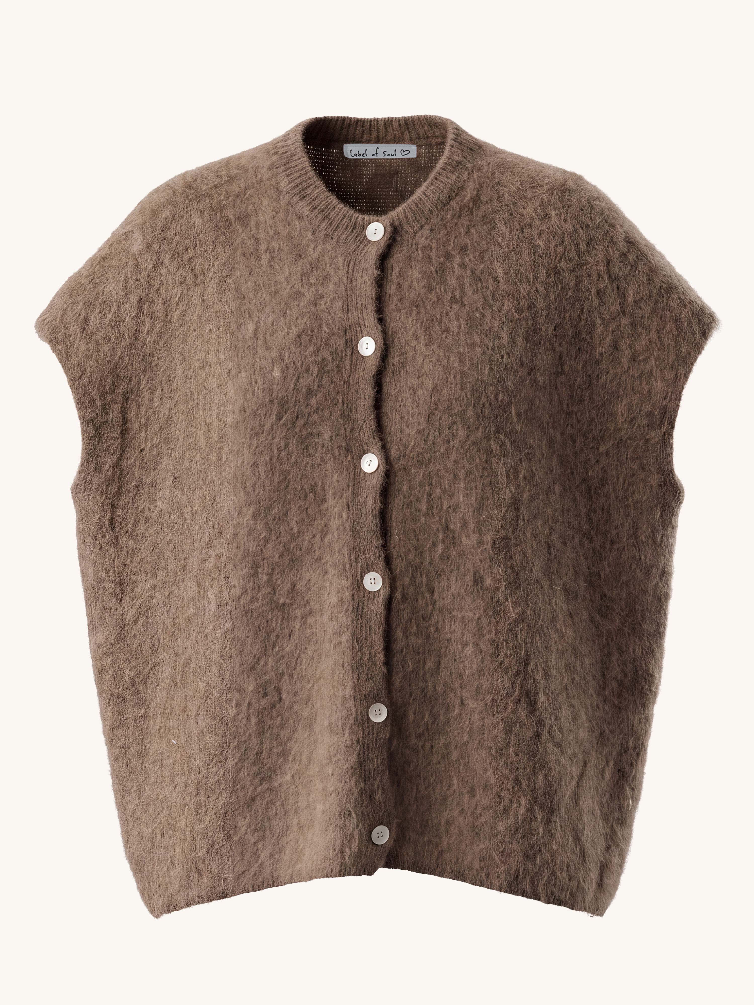 Oversize Strickjacke - FLUFFY - Taupe