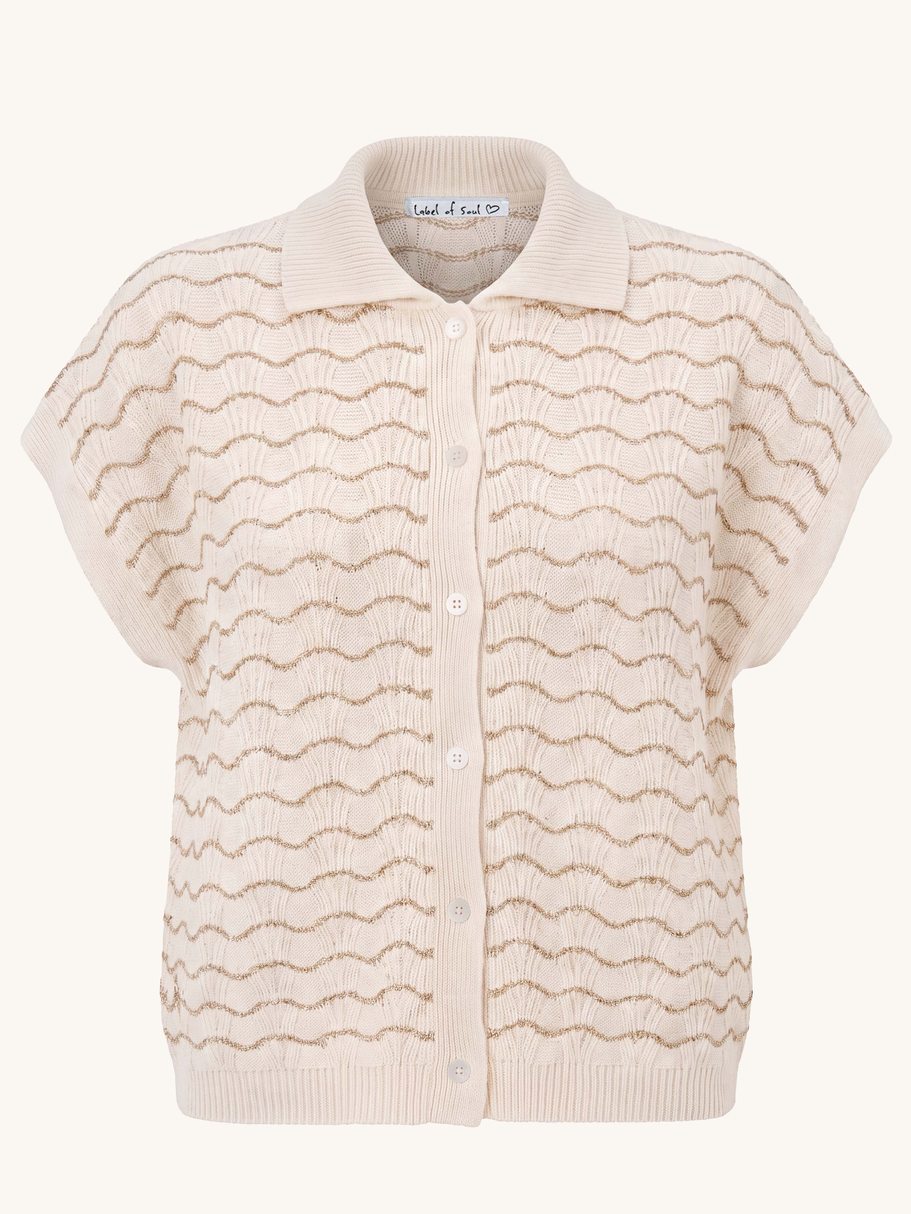 Oversize Kurzarm Häkel Hemd MANACOR - Creme/Gold