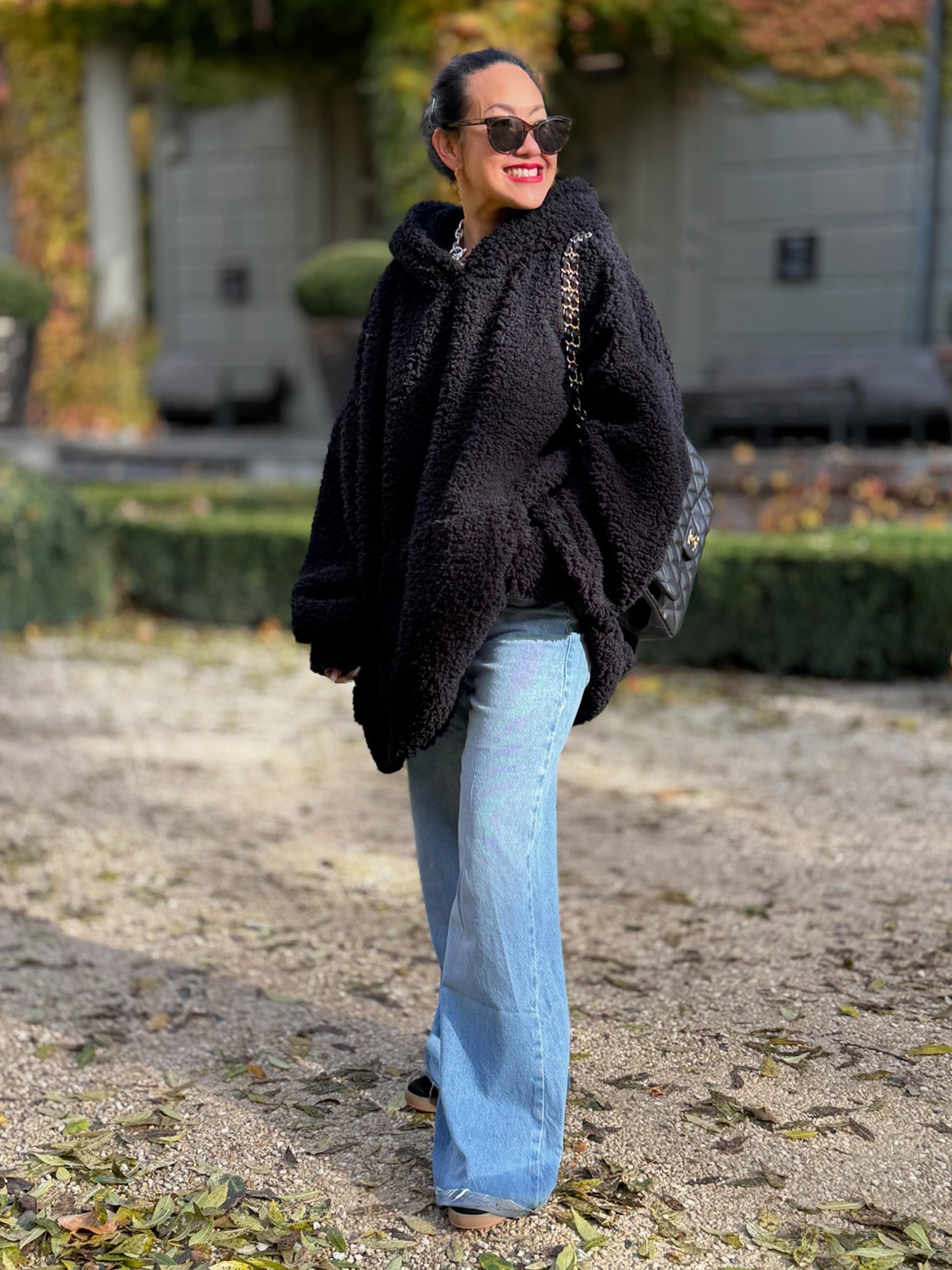 Oversize Teddylook Hoodie - Schwarz