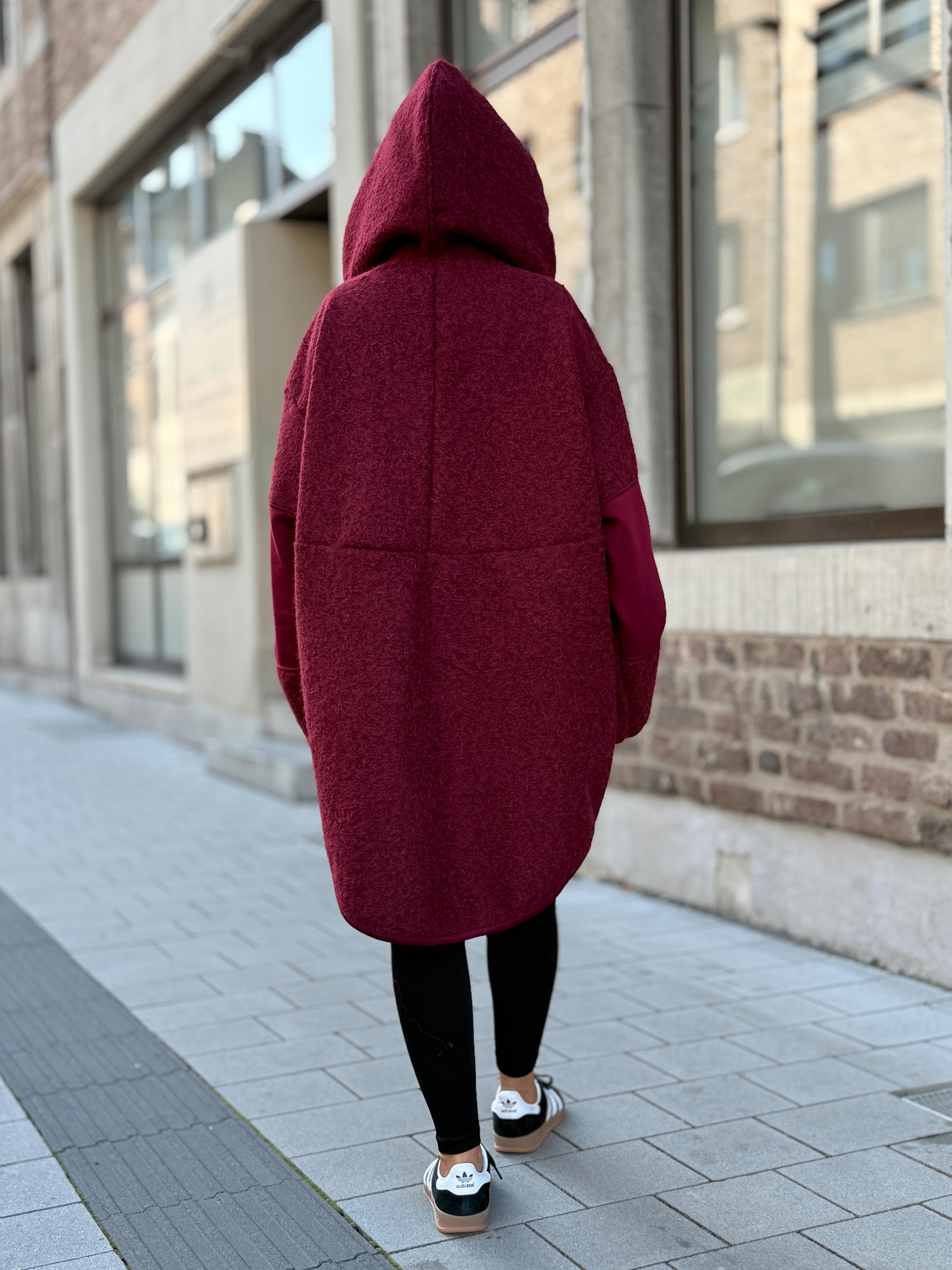 Unisex Oversize Hoodie Halfzip - HENRY - Burgundy Unisex Oversize Hoodie Halfzip - HENRY - Burgundy