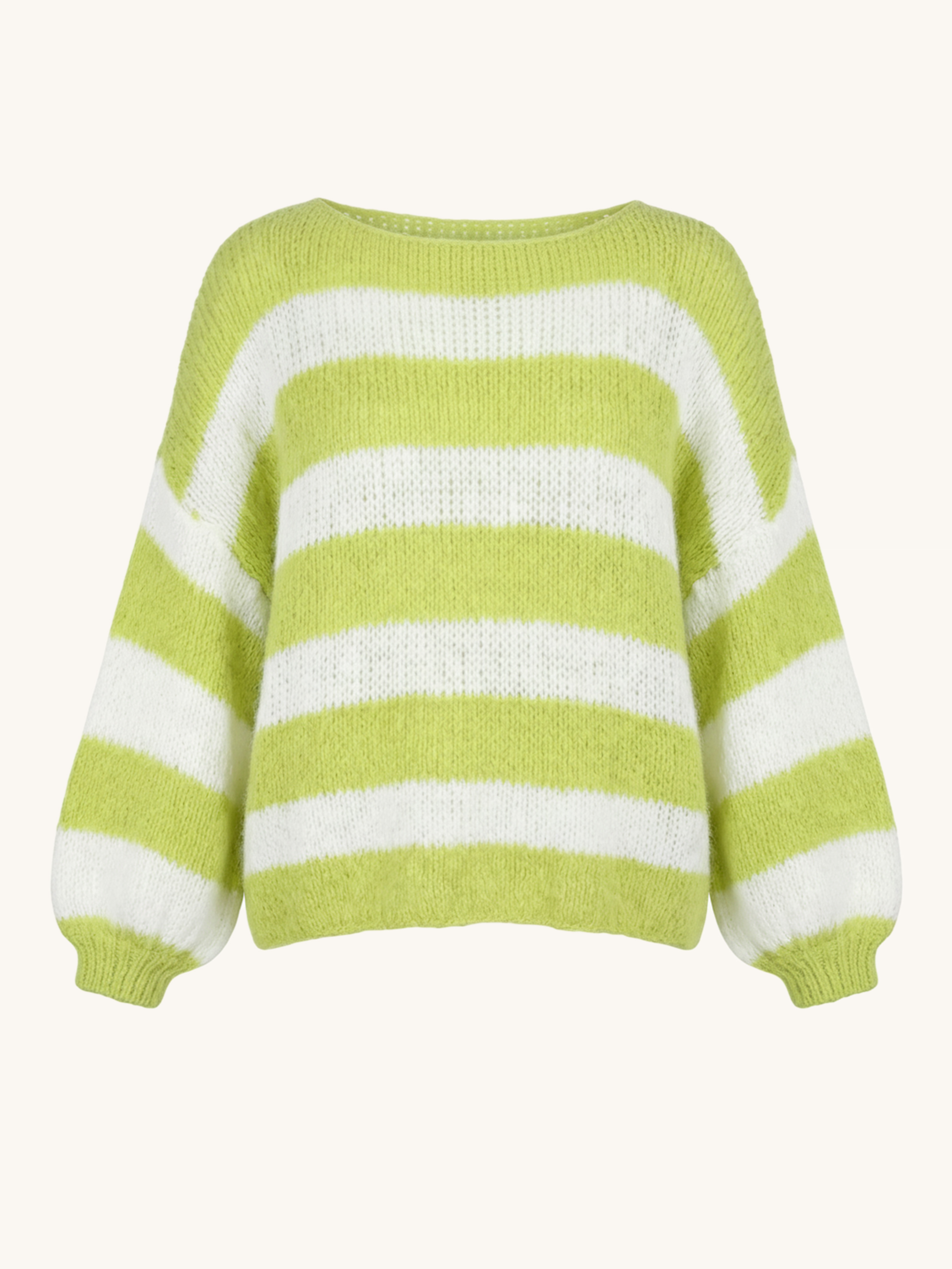 Oversize Cropped Strickpullover - FLAUSCHI - STRIPES - Pistazie