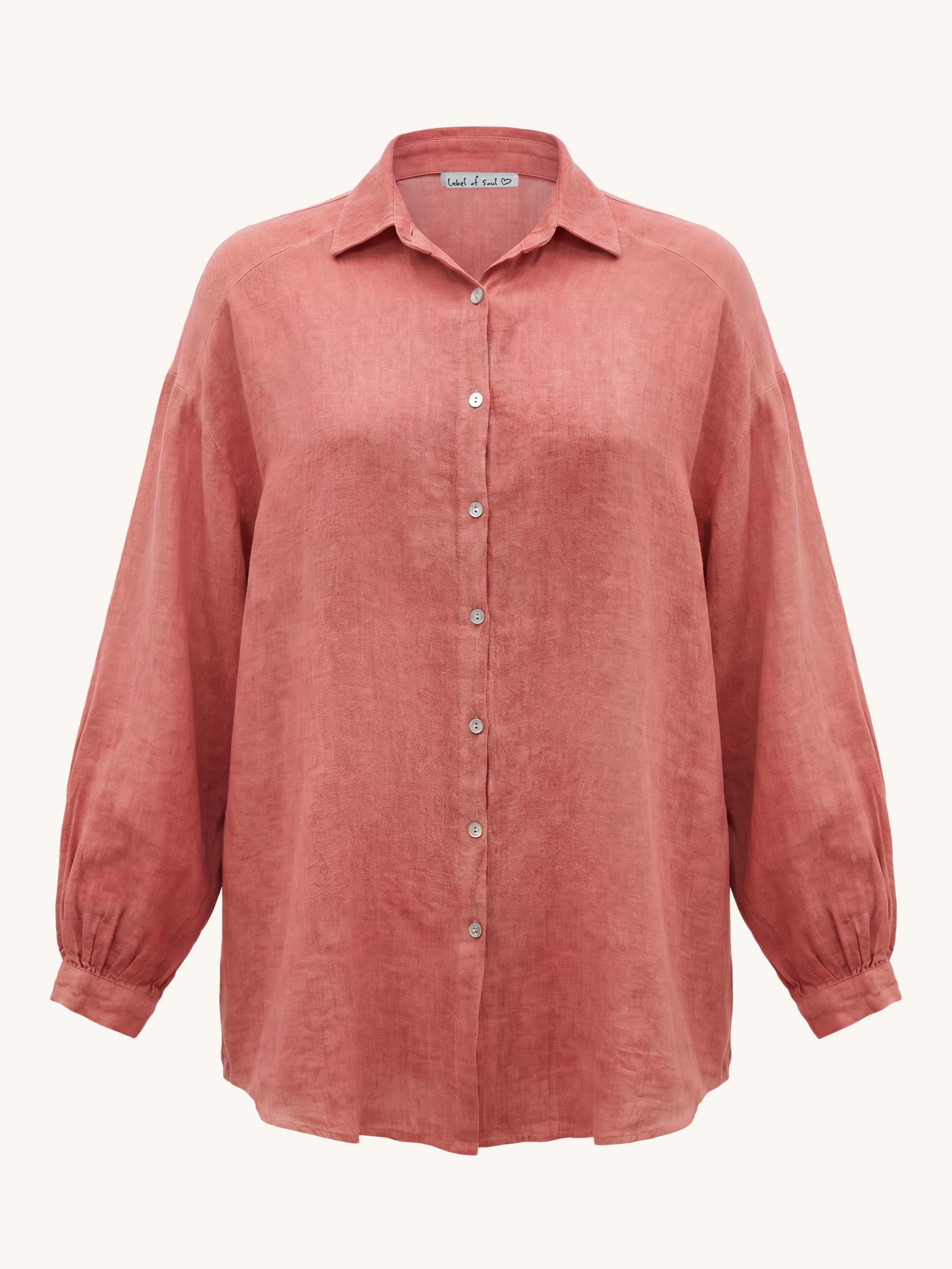 Cotton Long Oversize Bluse - Must Have - Flamingo