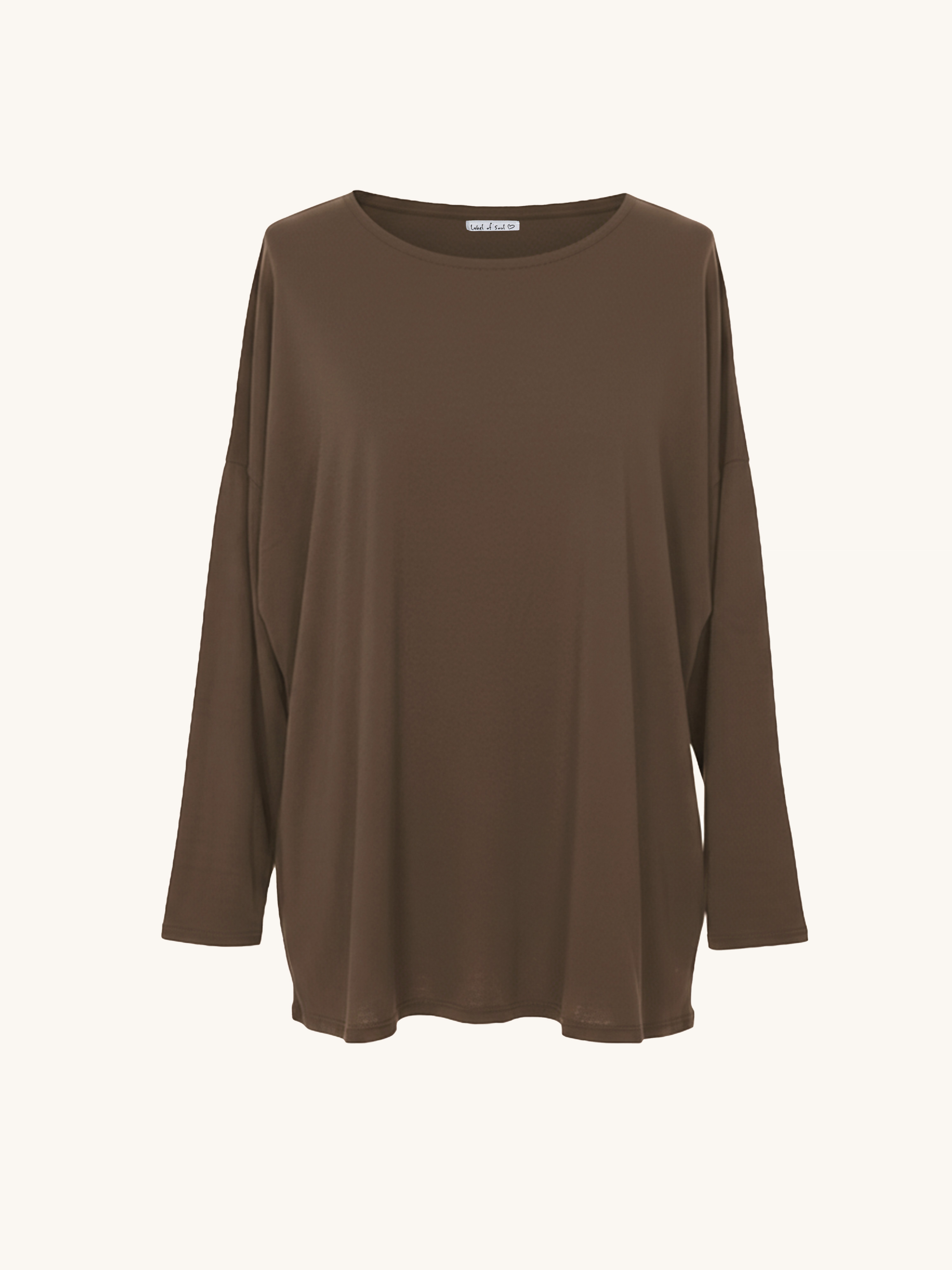 Basic Langarmshirt - Schoko