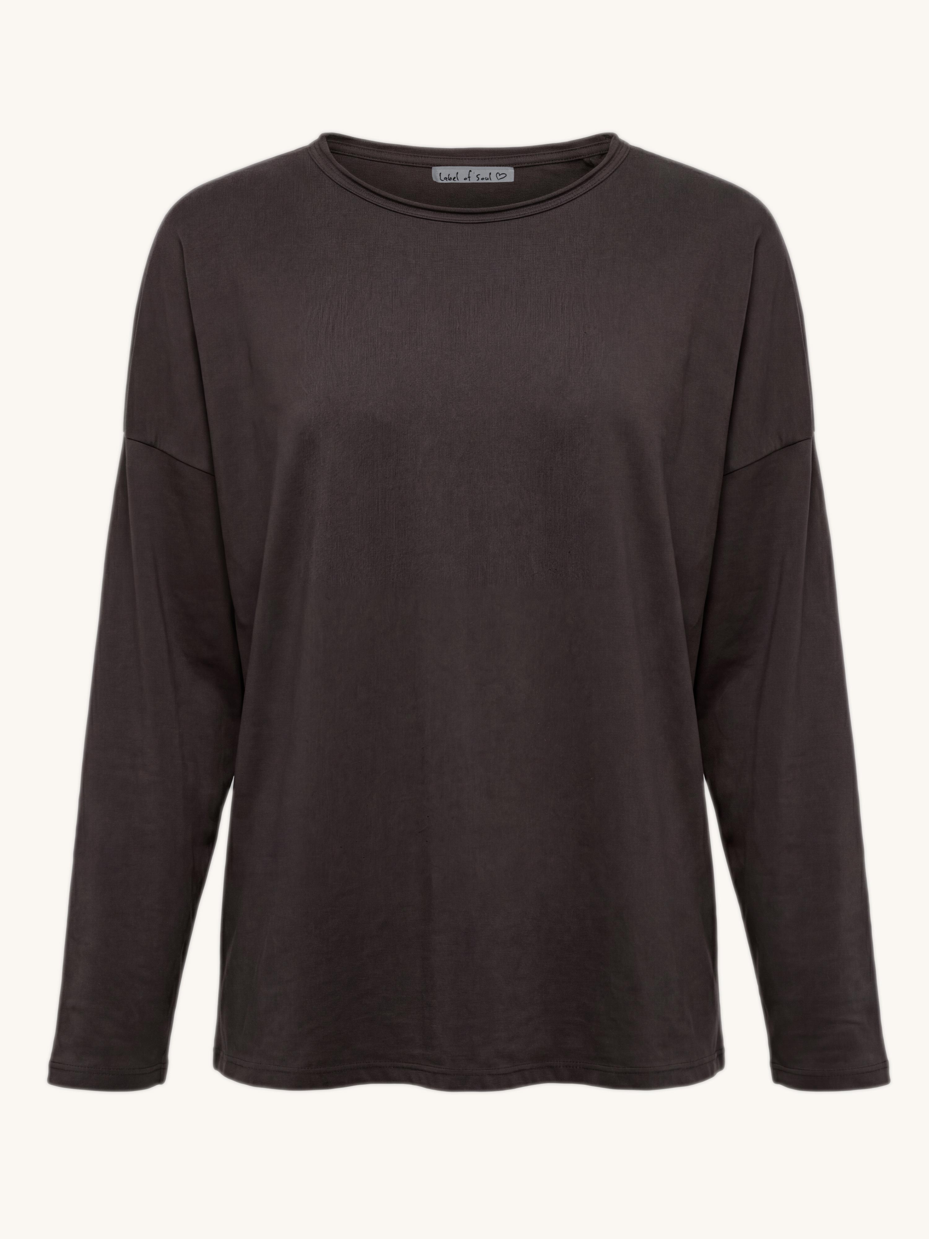 Basic Langarmshirt - Schoko