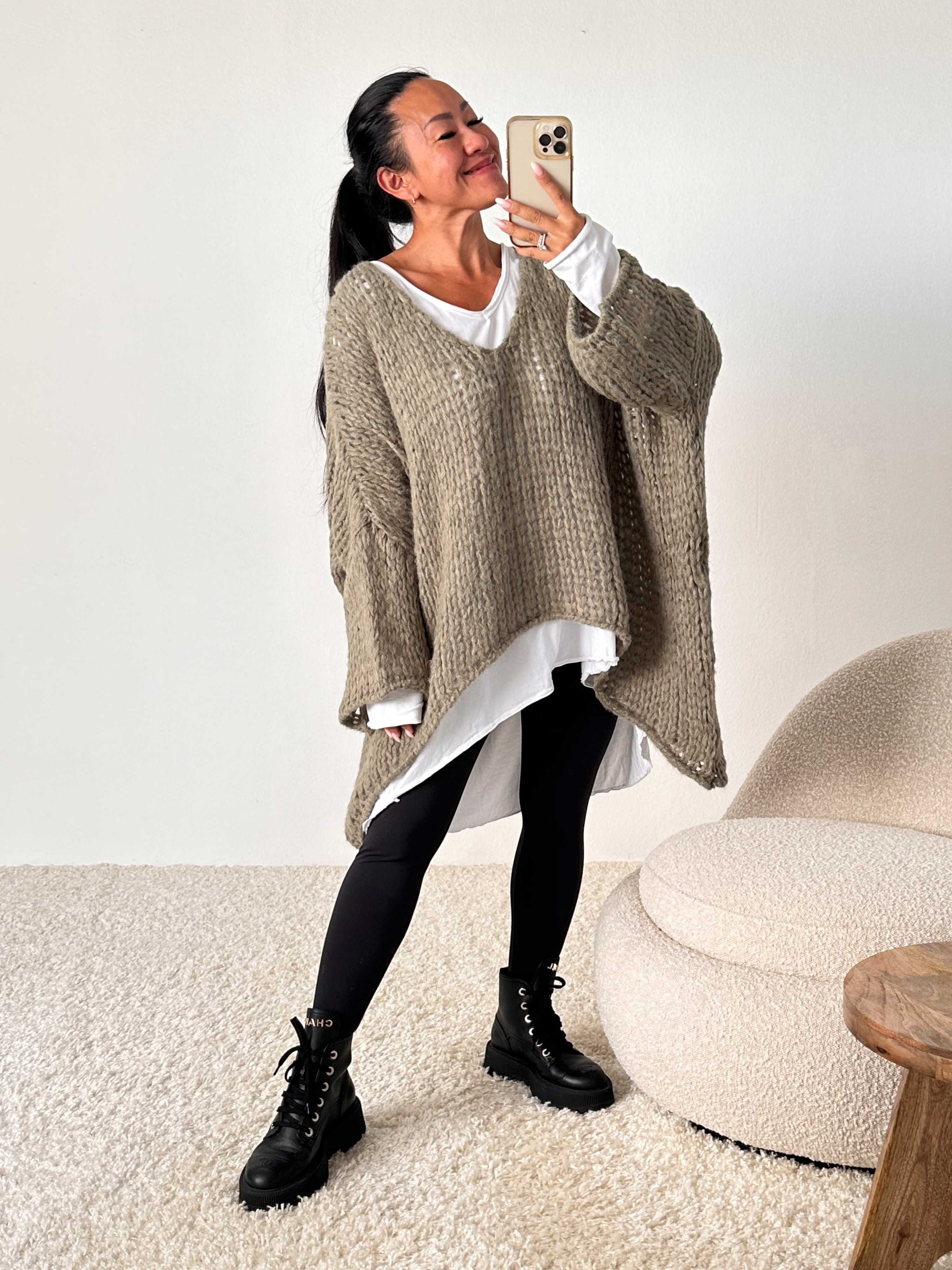 Grobstrick Pullover - FLAUSCHI - Matcha