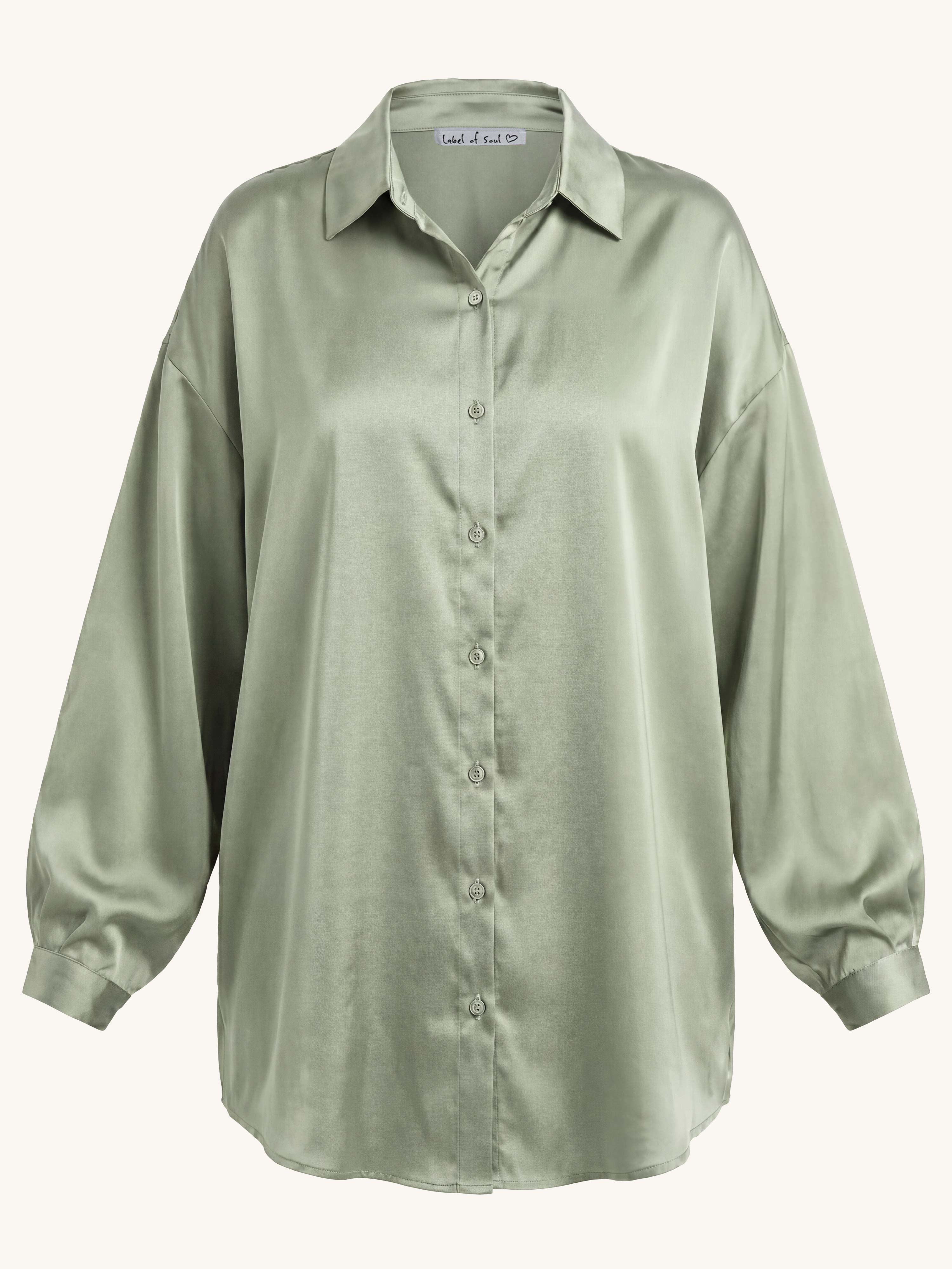 Viskose Long Oversize Bluse - ELEGANCE - Matcha