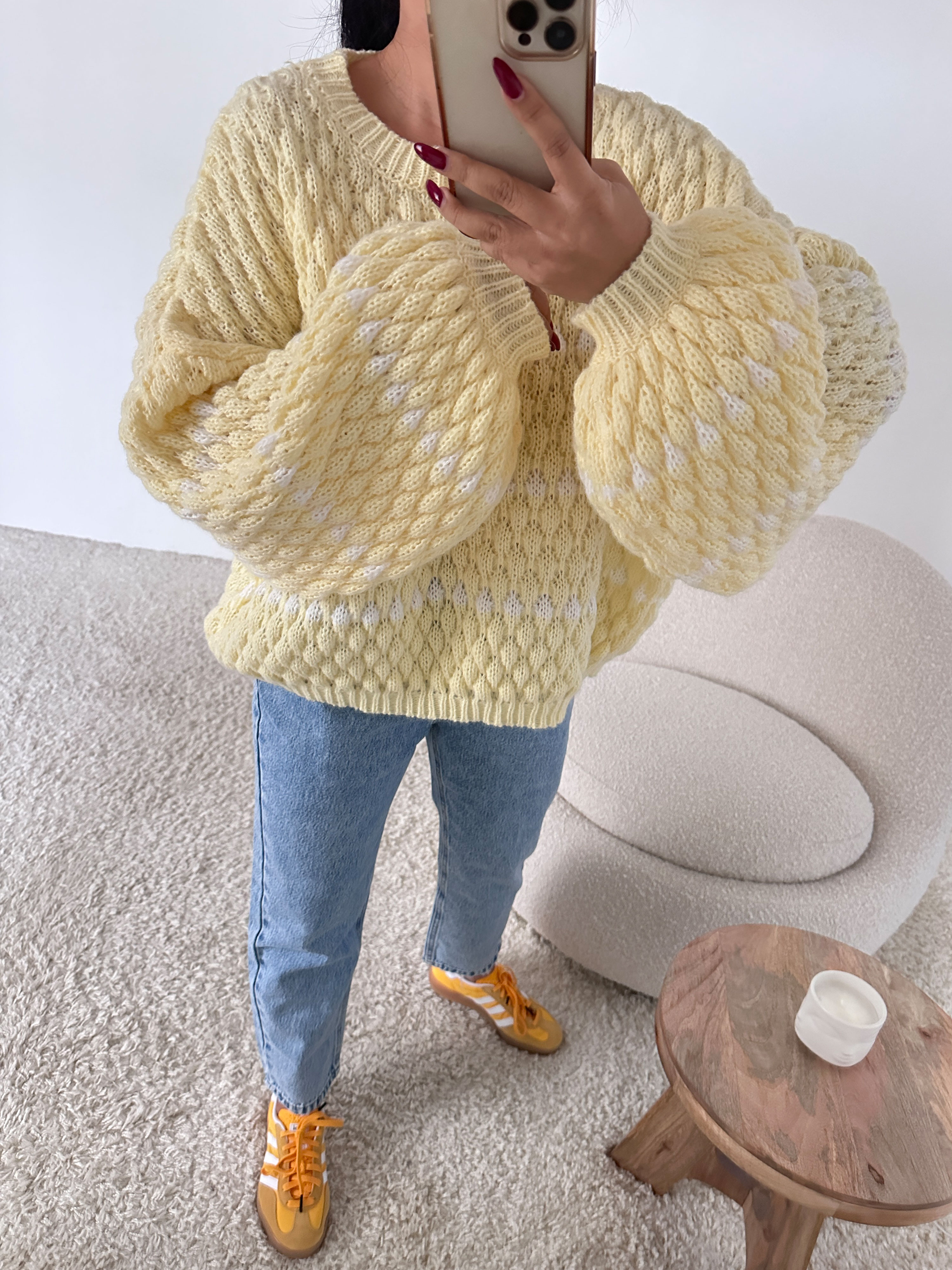 Cropped Grobstrick Pullover - ISABELLA - Gelb Cropped Grobstrick Pullover - ISABELLA - Gelb