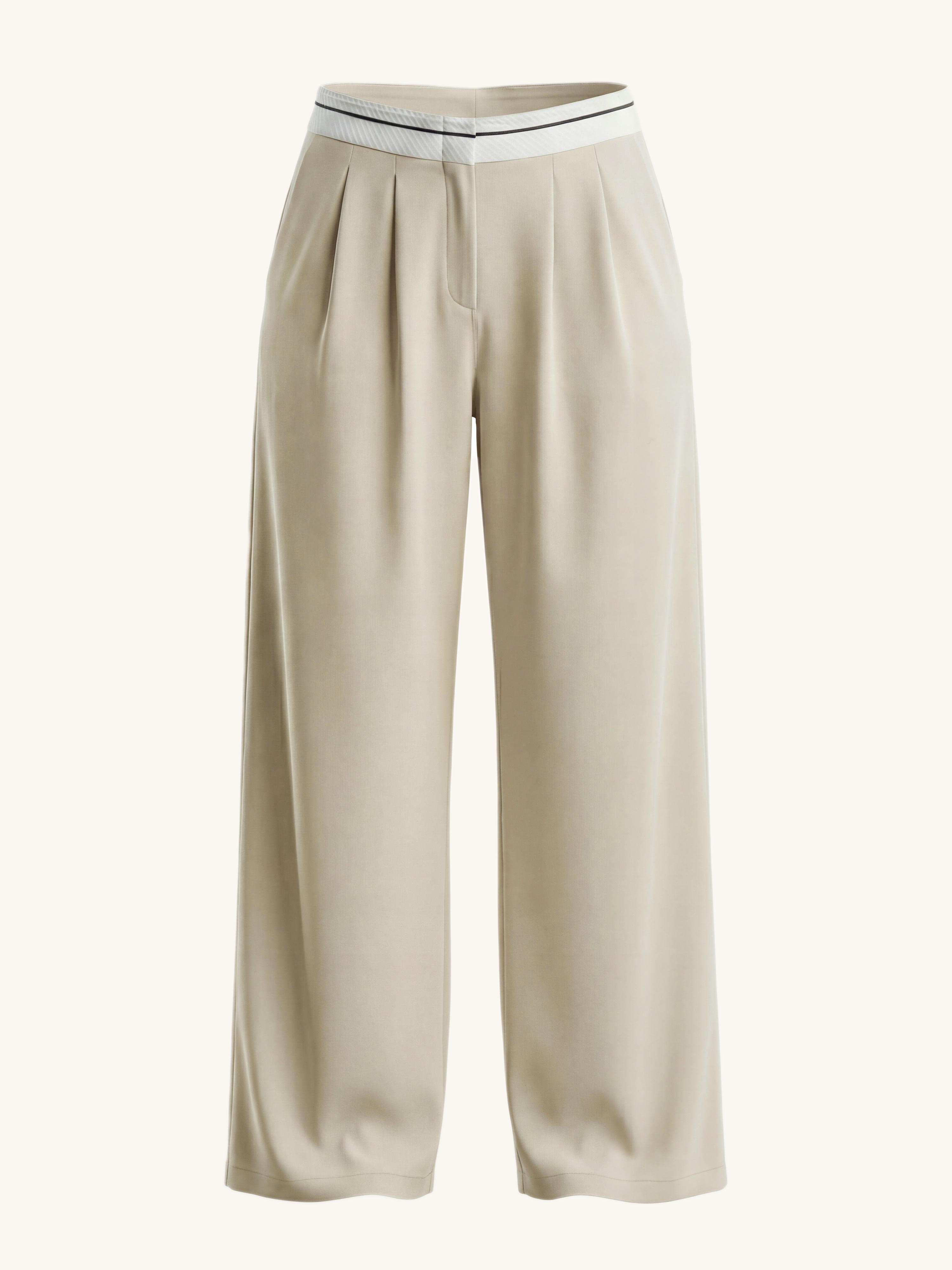 Hose mit umgeschlagenem Bund - Beige - M 34/36